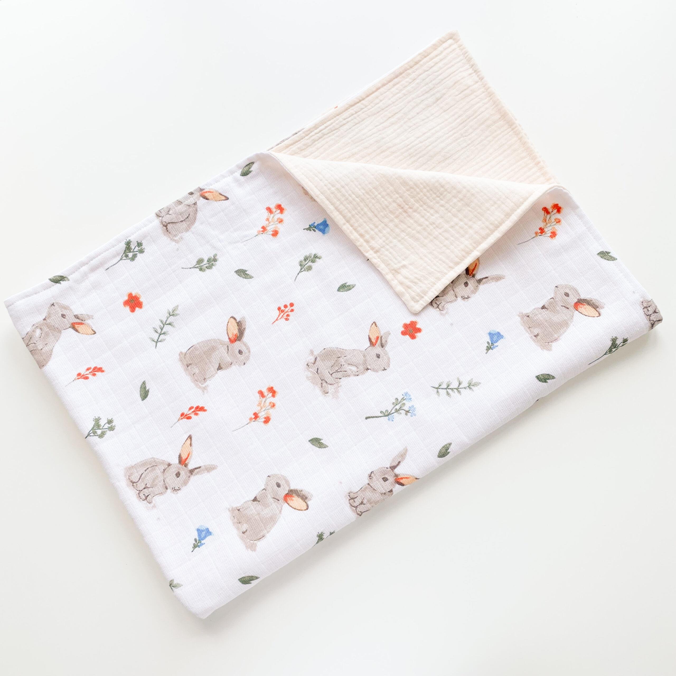 Jaju Baby Müslin Kumaş ve Tavşan Müslin Bebek Battaniye 110x100 cm