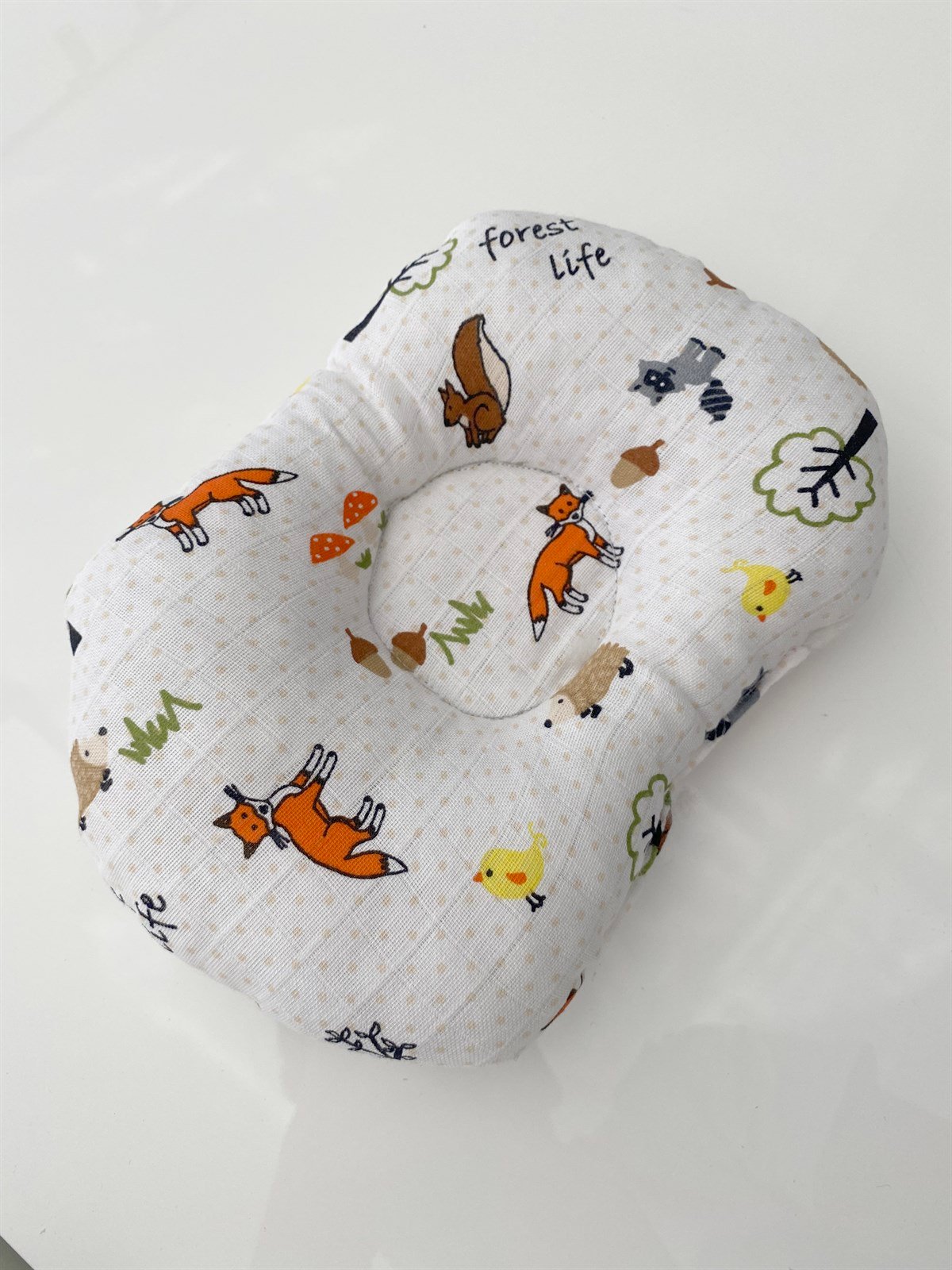 Jaju Baby Müslin Orman Düz Kafa Yastığı Kafa Şekillendirici Bebek Yastık