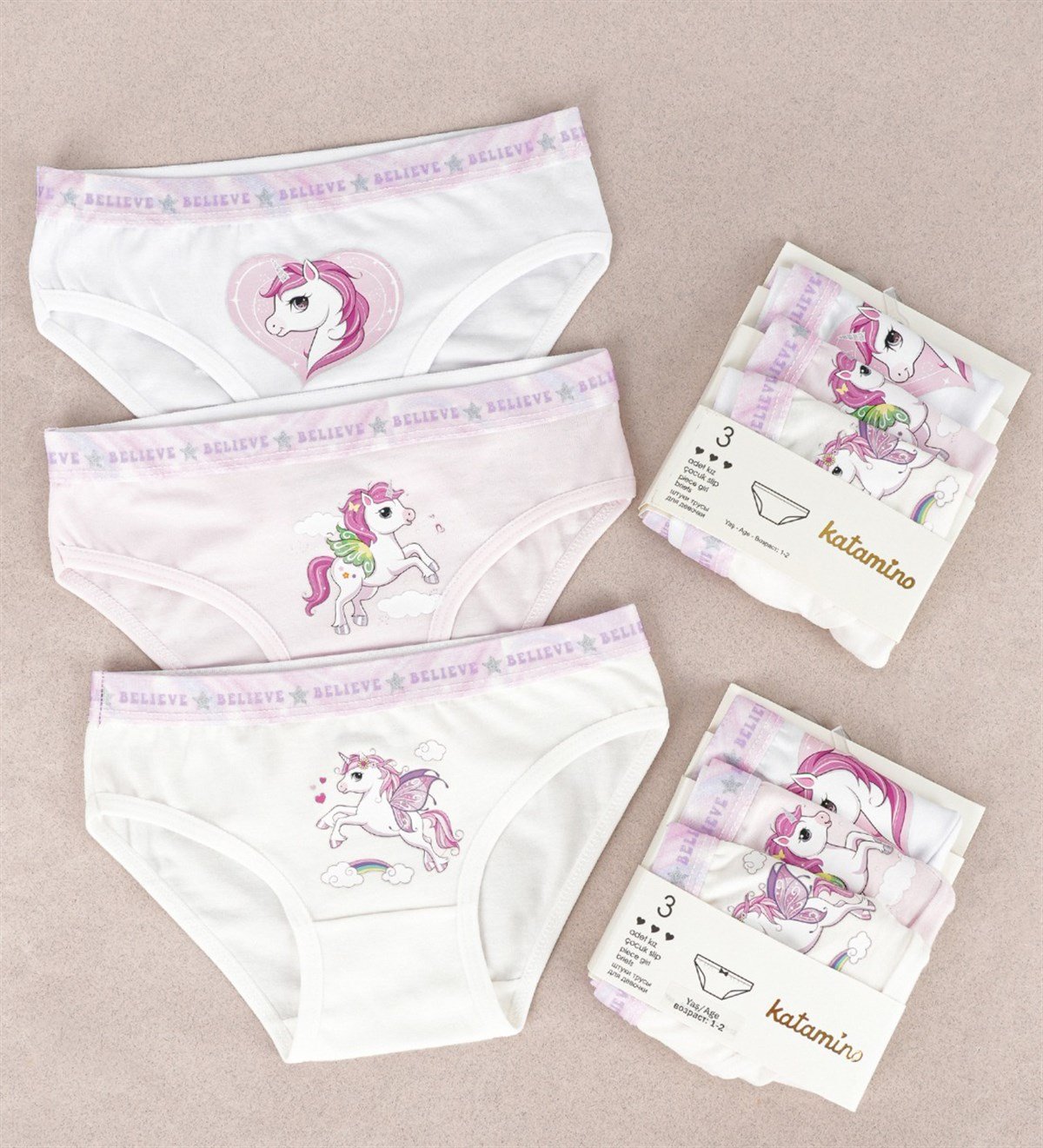 Jaju Baby Nerata 3'lü Kız Slip Ünicorn Kilot Set
