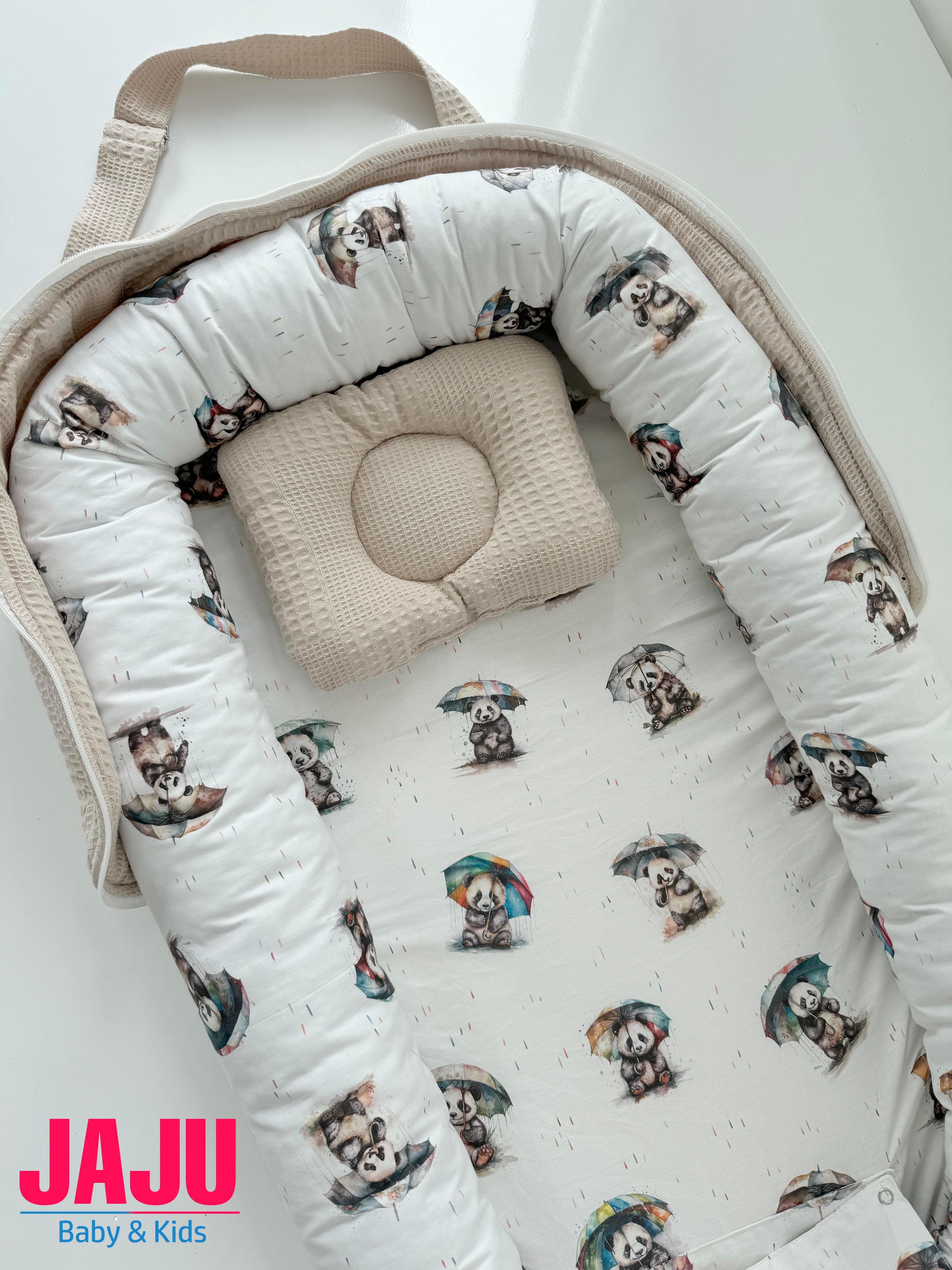 Jaju Baby Nest Çantalı Babynest Taşınabilir Anne Yanı Islanan Panda Pike Babynest