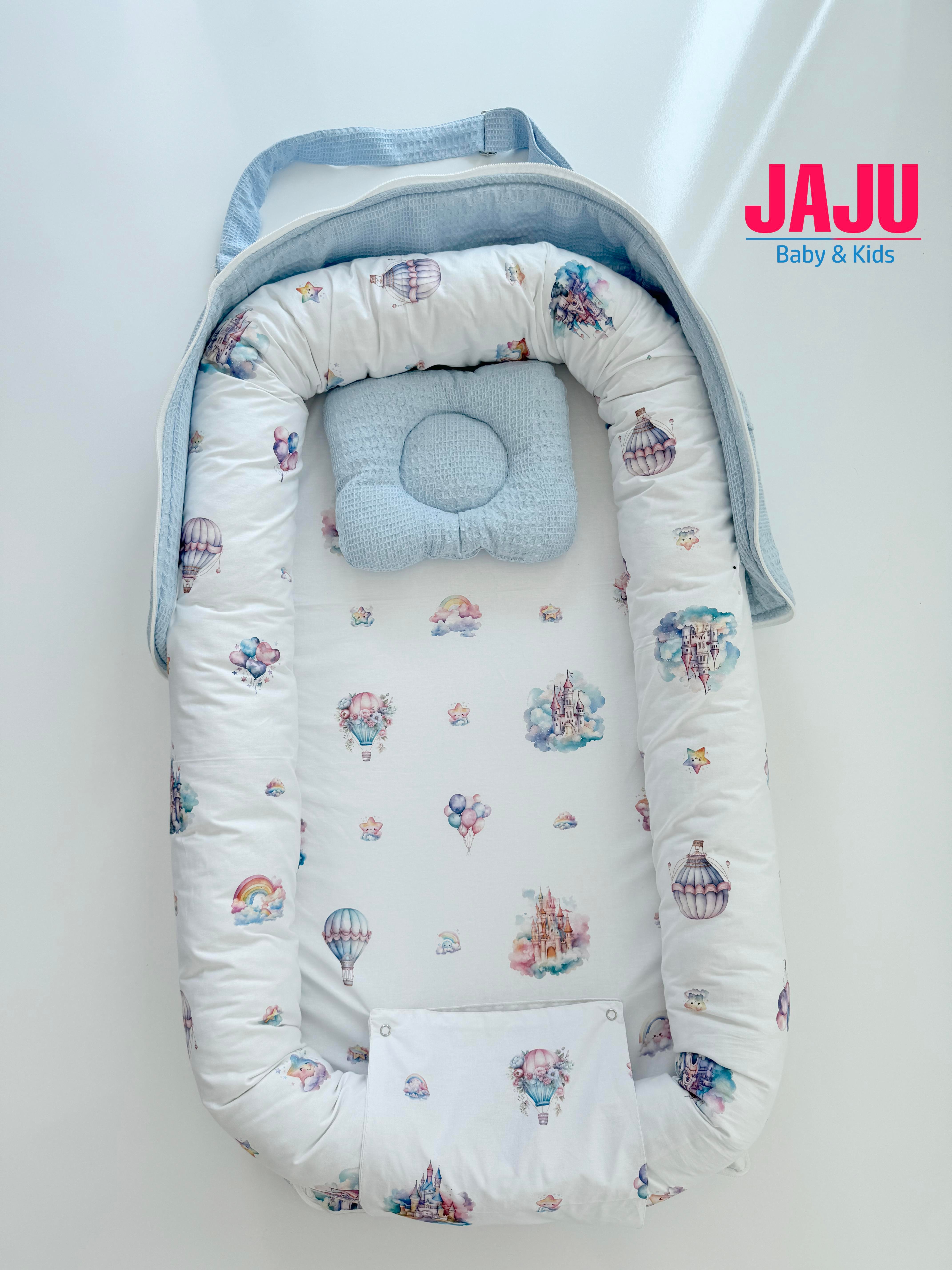 Jaju Baby Nest Çantalı Babynest Taşınabilir Anne Yanı Sevimli Balonlar Babynest
