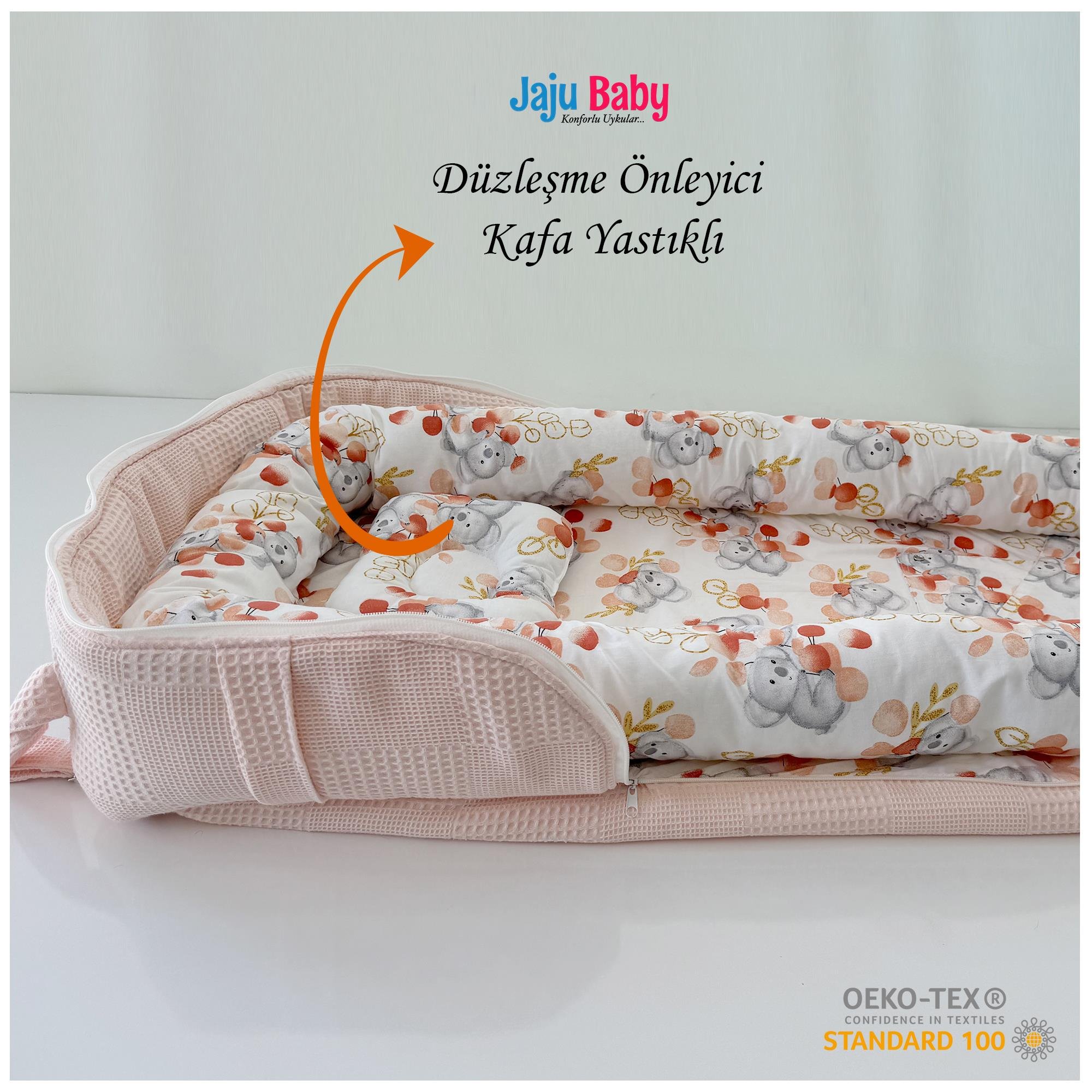 Jaju Baby Nest Çantalı Babynest Taşınabilir Anne Yanı Sevimli Hayvan Somon Pike Babynest
