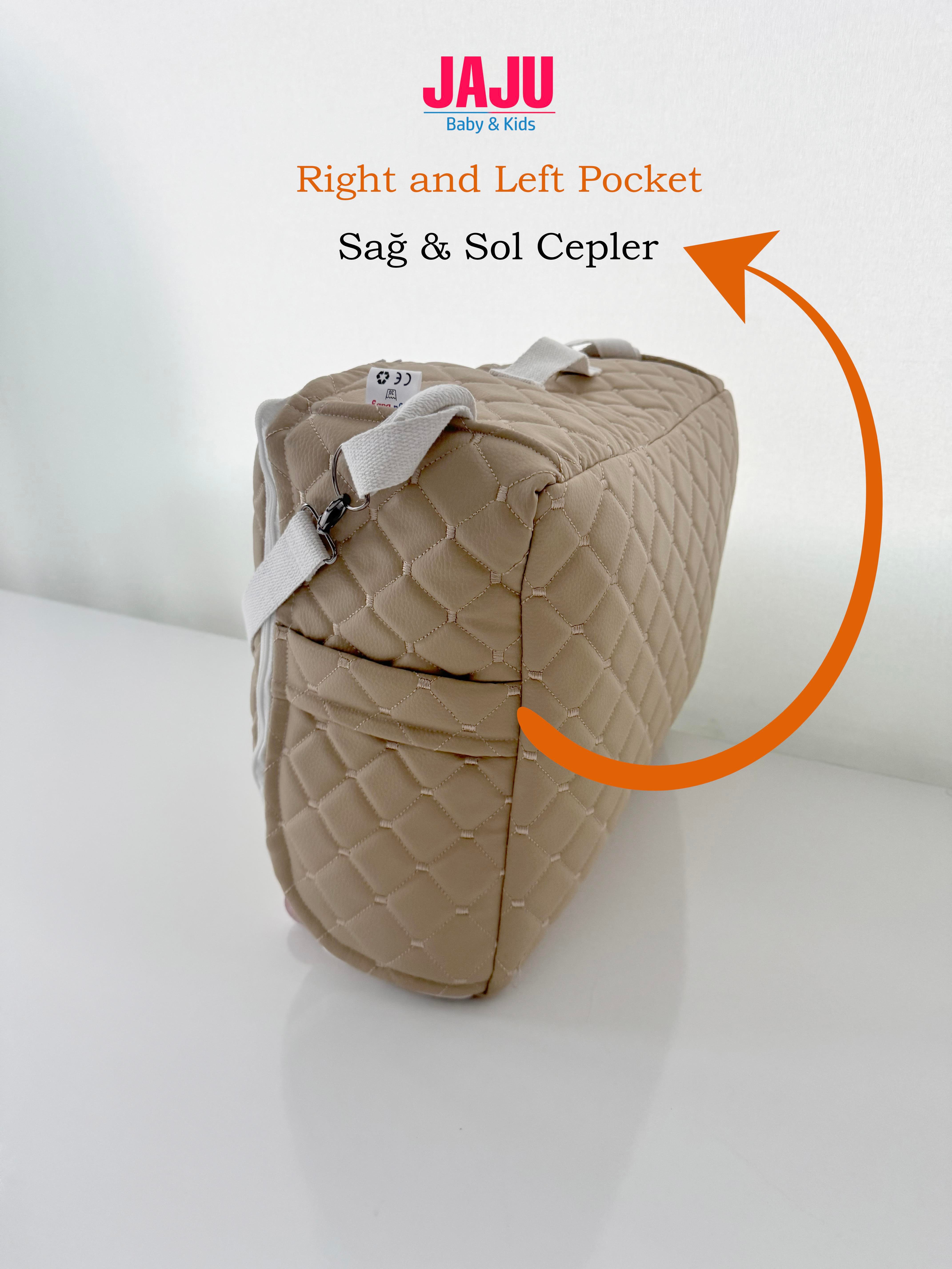 Jaju Baby Nest Premium Tilki Müslin Deri Çantalı Babynest Bebek Çantası Taşınabilir Anne Yanı Yatağı