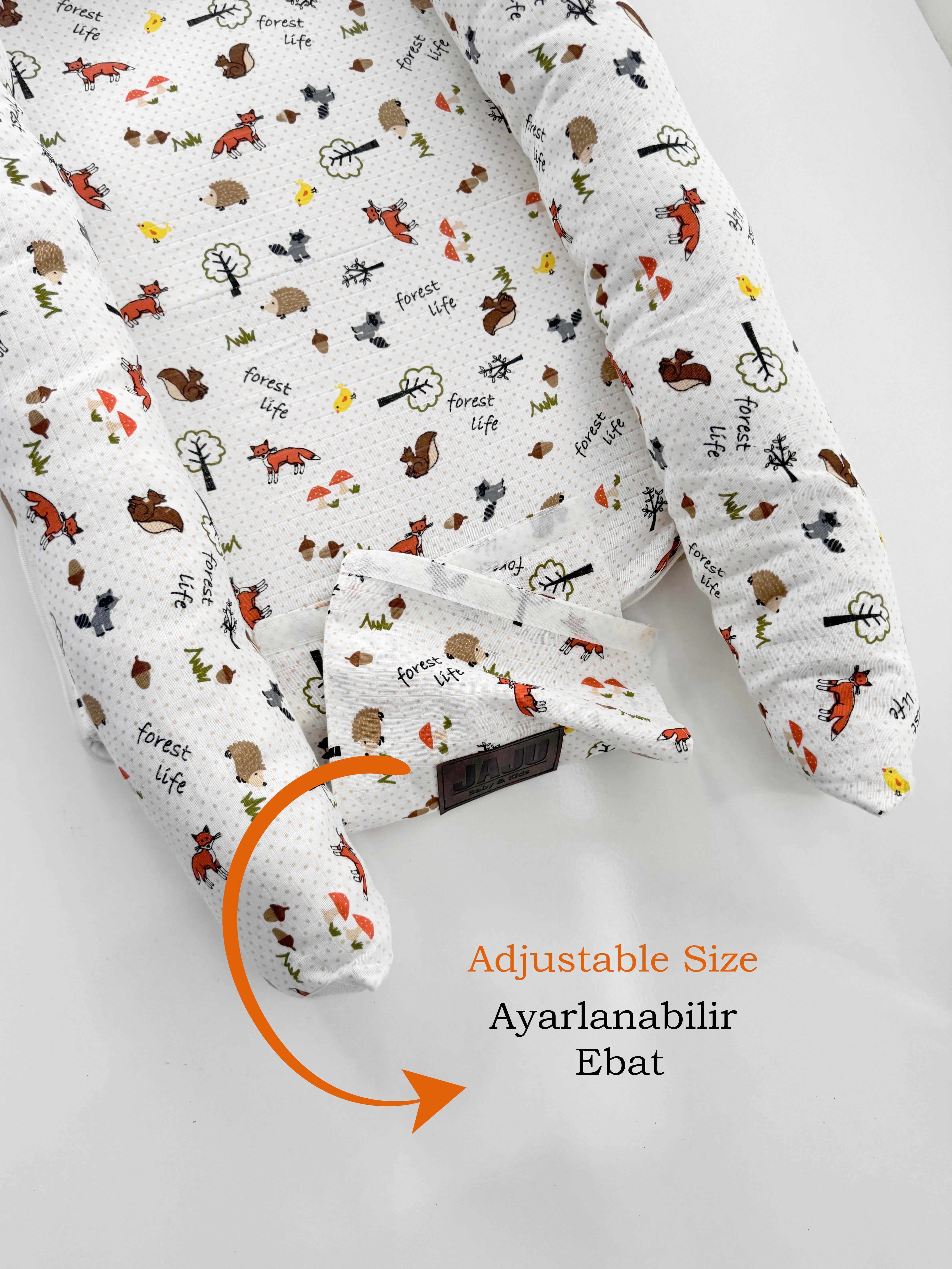 Jaju Baby Nest Premium Tilki Müslin Deri Çantalı Babynest Bebek Çantası Taşınabilir Anne Yanı Yatağı