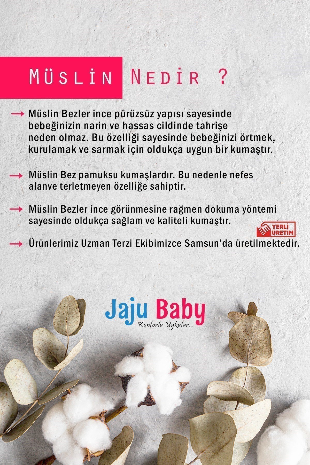 Jaju Baby Organik müslin ağız bezi, salya bezi, ter bezi  01