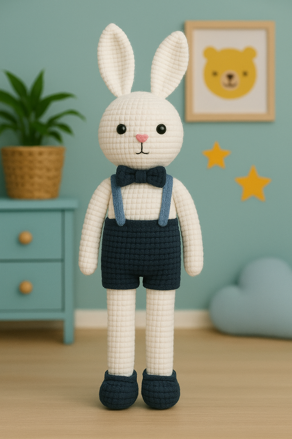 Jaju Baby Papyonlu Tavşan Amigurumi Oyuncak 33 cm