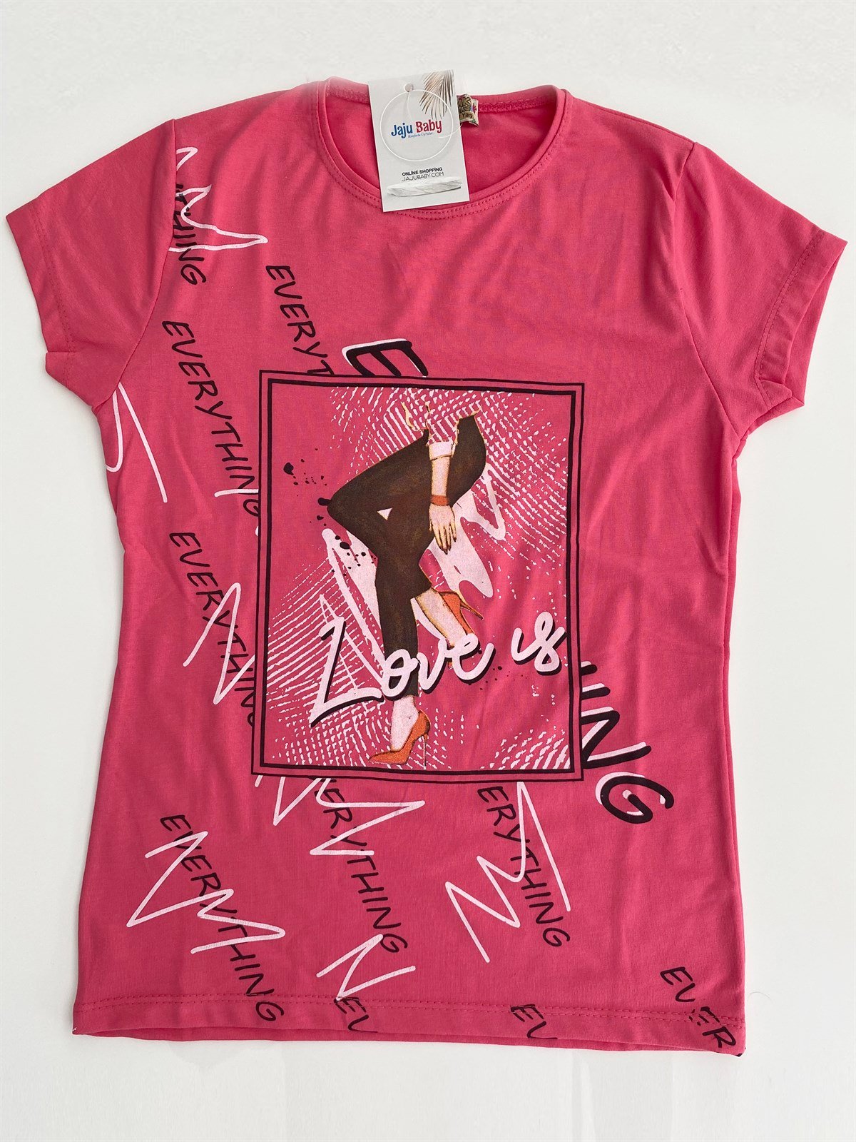 Jaju Baby Pembe Love Kız Çocuk T-shirt