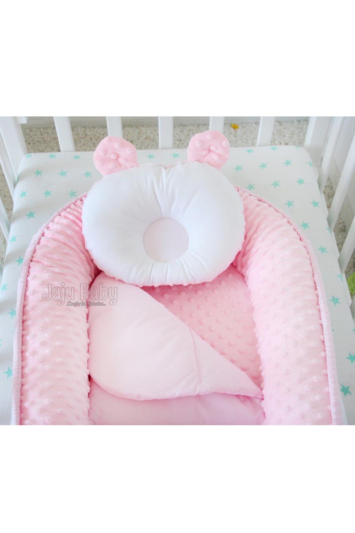 Jaju Baby Pembe Nohut Kumaş Lüx Tasarım Ortopedik Babynest 100x60cm