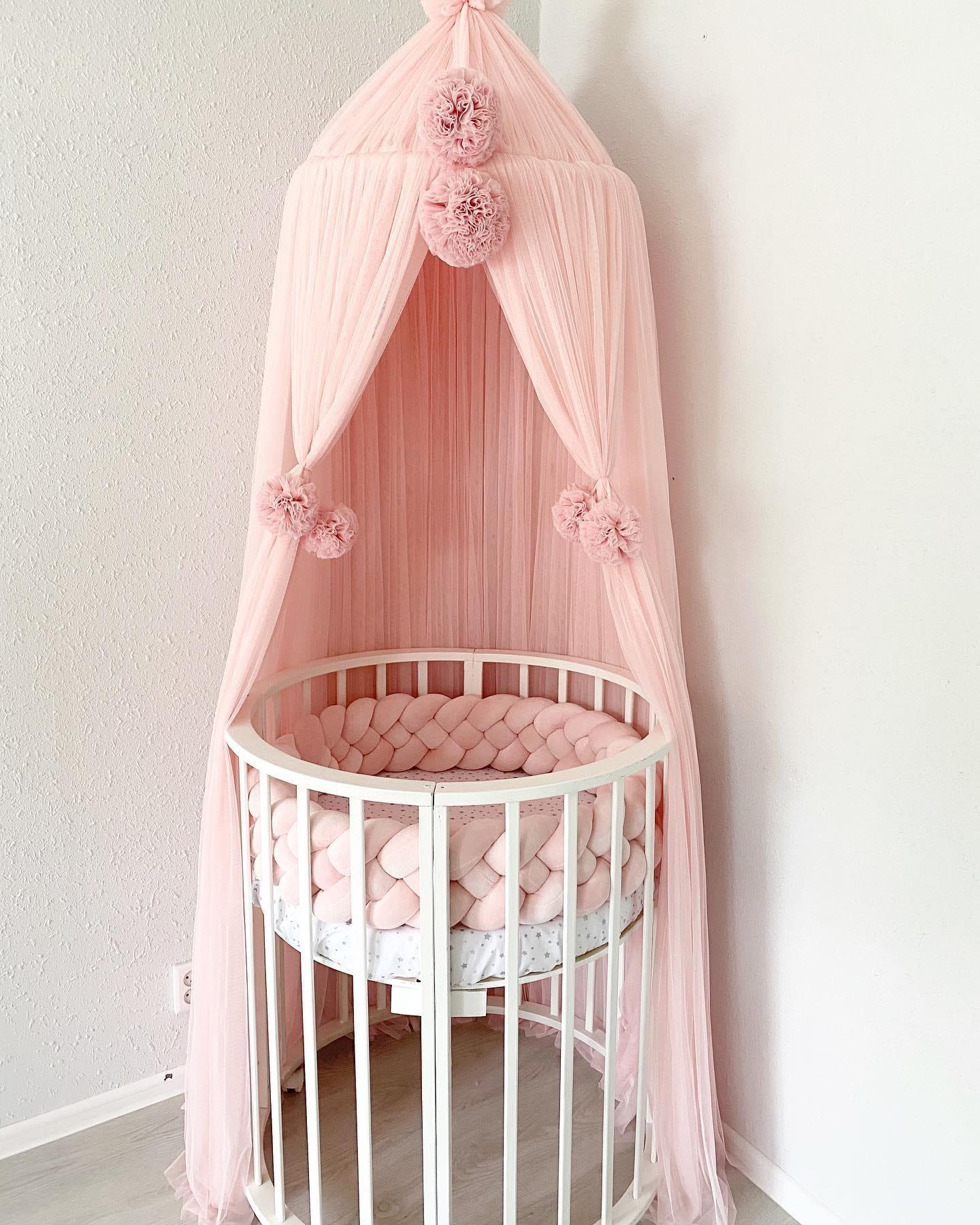 Jaju Baby Pembe Renk Üzeri Ponponlu Cibinlik