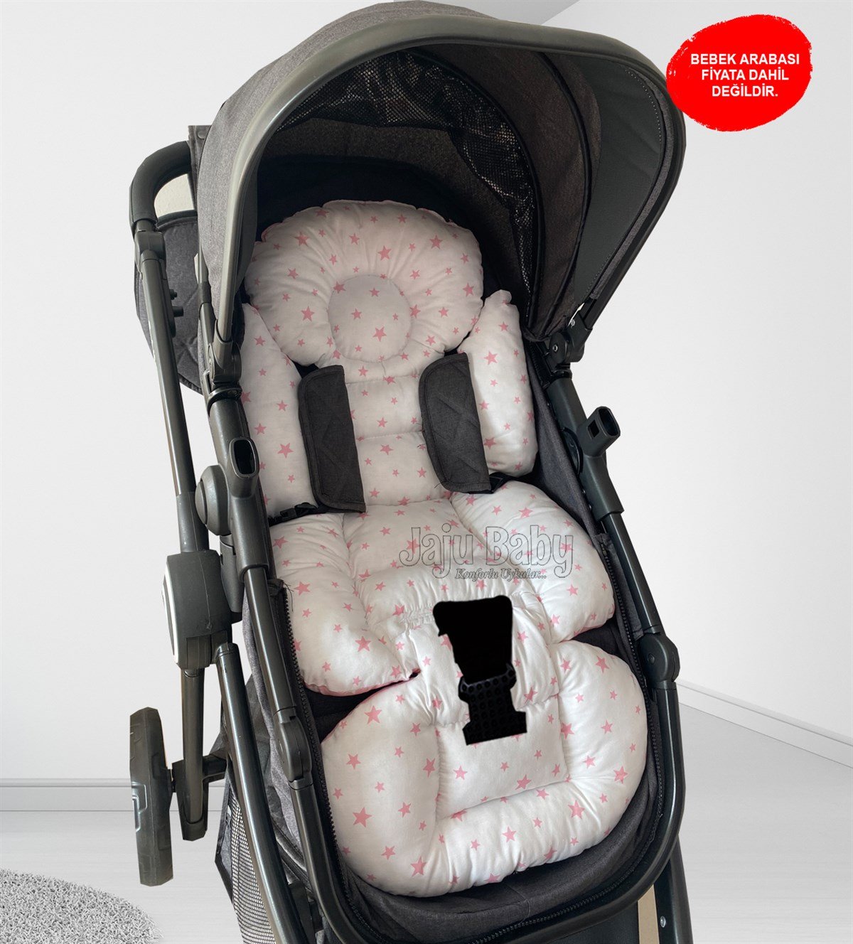 Jaju Baby Pembe Yıldız Bebek Arabası Minderi