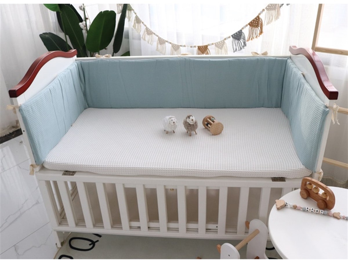 Jaju Baby Petrol Waffle Pike Kumaş Beşik Kenar Koruma / Beşik Süngerli Bariyer Koruyucu