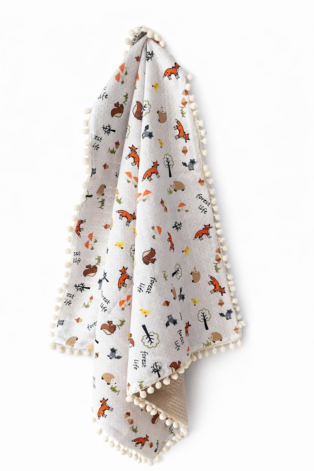 Jaju Baby Pike Kumaş ve Müslin Kumaş Tilki Tasarım Ponponlu Pike 