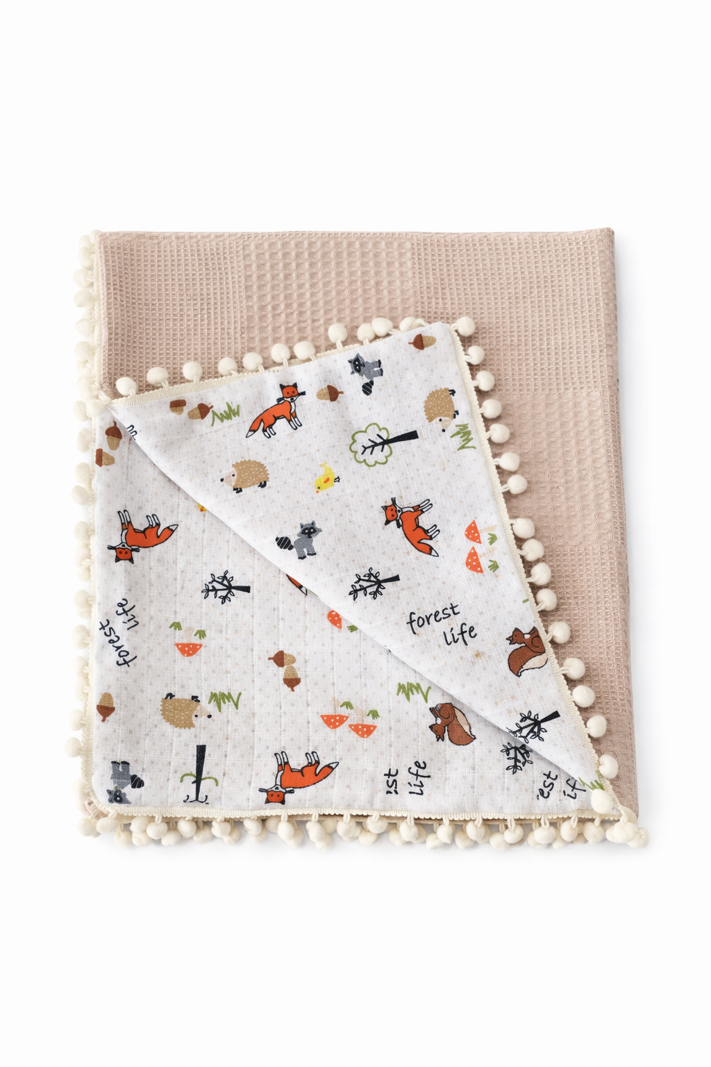 Jaju Baby Pike Kumaş ve Müslin Kumaş Tilki Tasarım Ponponlu Pike 