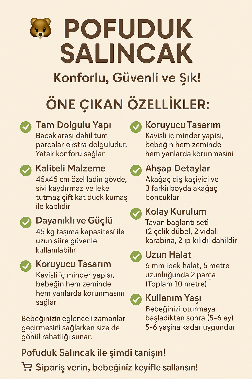 Jaju Baby Pofuduk Kum Beji Salıncak