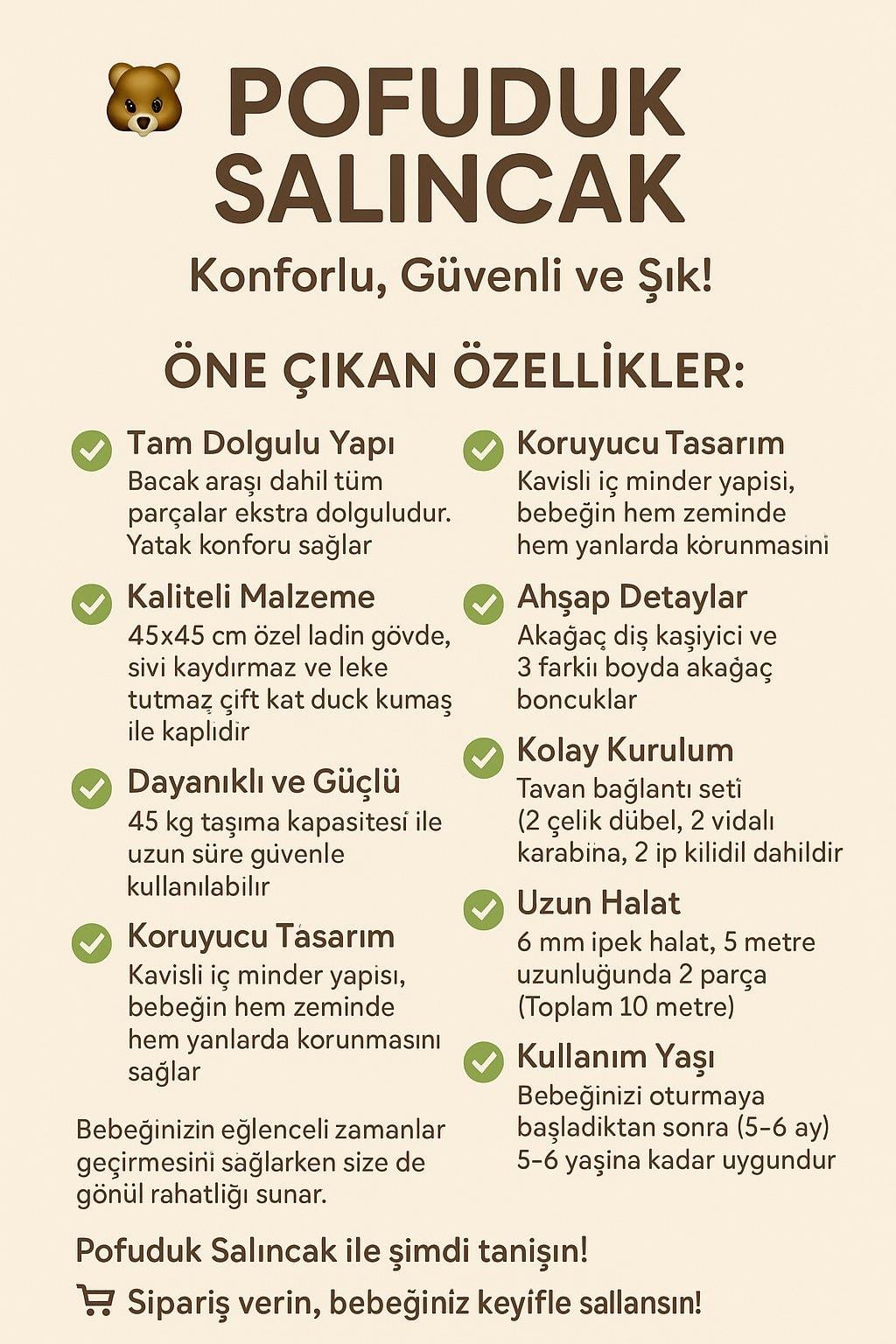 Jaju Baby Pofuduk Turuncu Salıncak