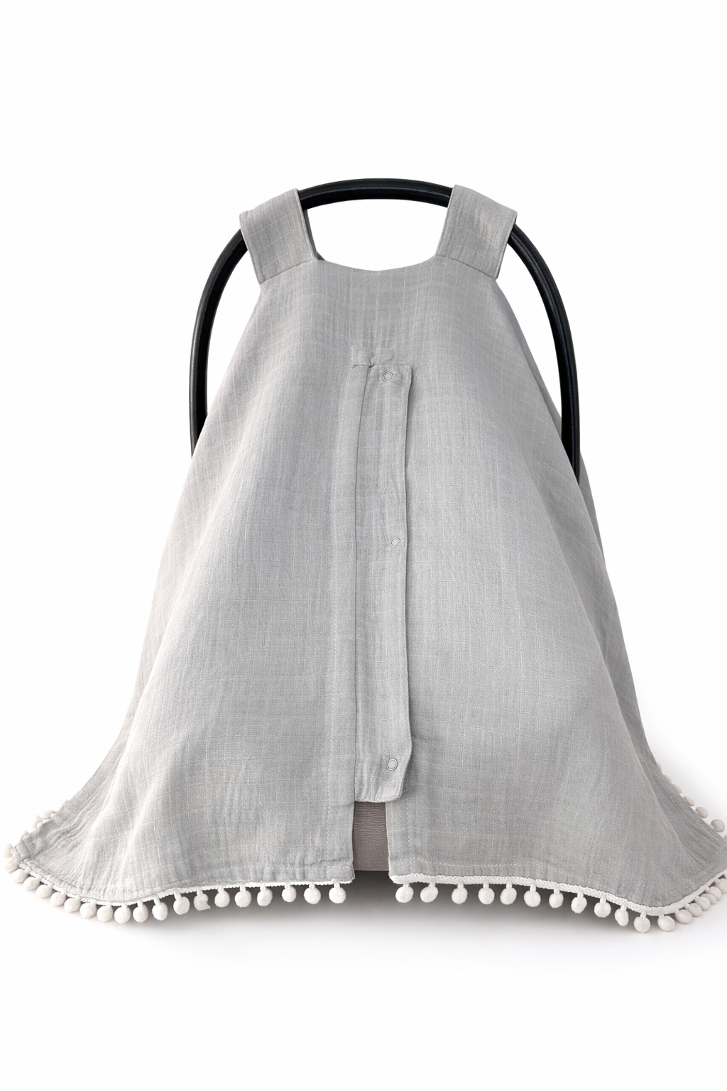 Jaju Baby Ponponlu Gri Müslin Kumaş Organik Puset Örtüsü