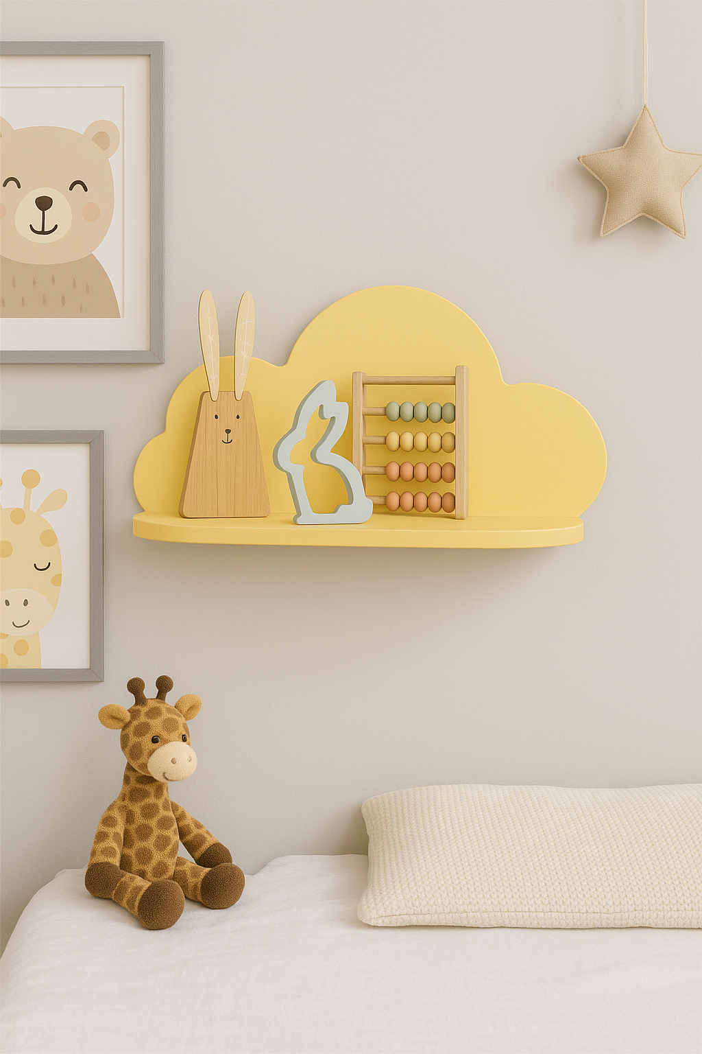 Jaju Baby Sarı Bulut Raf Çocuk Odası Raf / Kitaplık