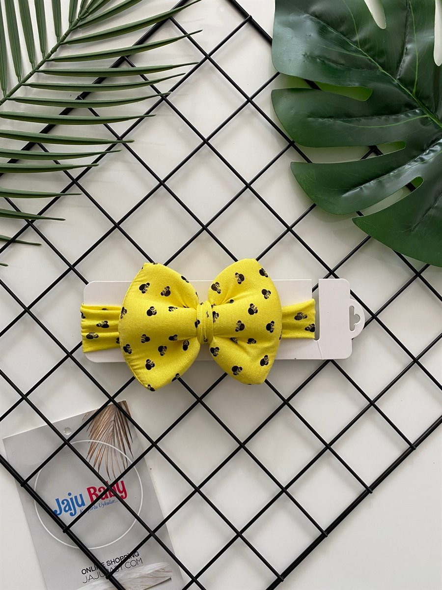 Jaju Baby Sarı Micky Desenli Fiyonklu Bebek Saç Bandı