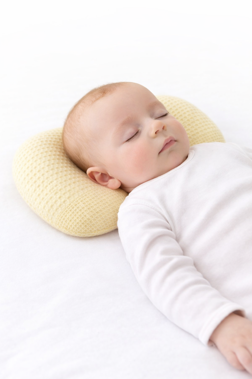 Jaju Baby Sarı Waffle Düz Kafa Yastığı Bebek Kafa Şekillendirici Yastık Bebek Yastığı Düz Kafa Sendorumu Önleyici Yastık