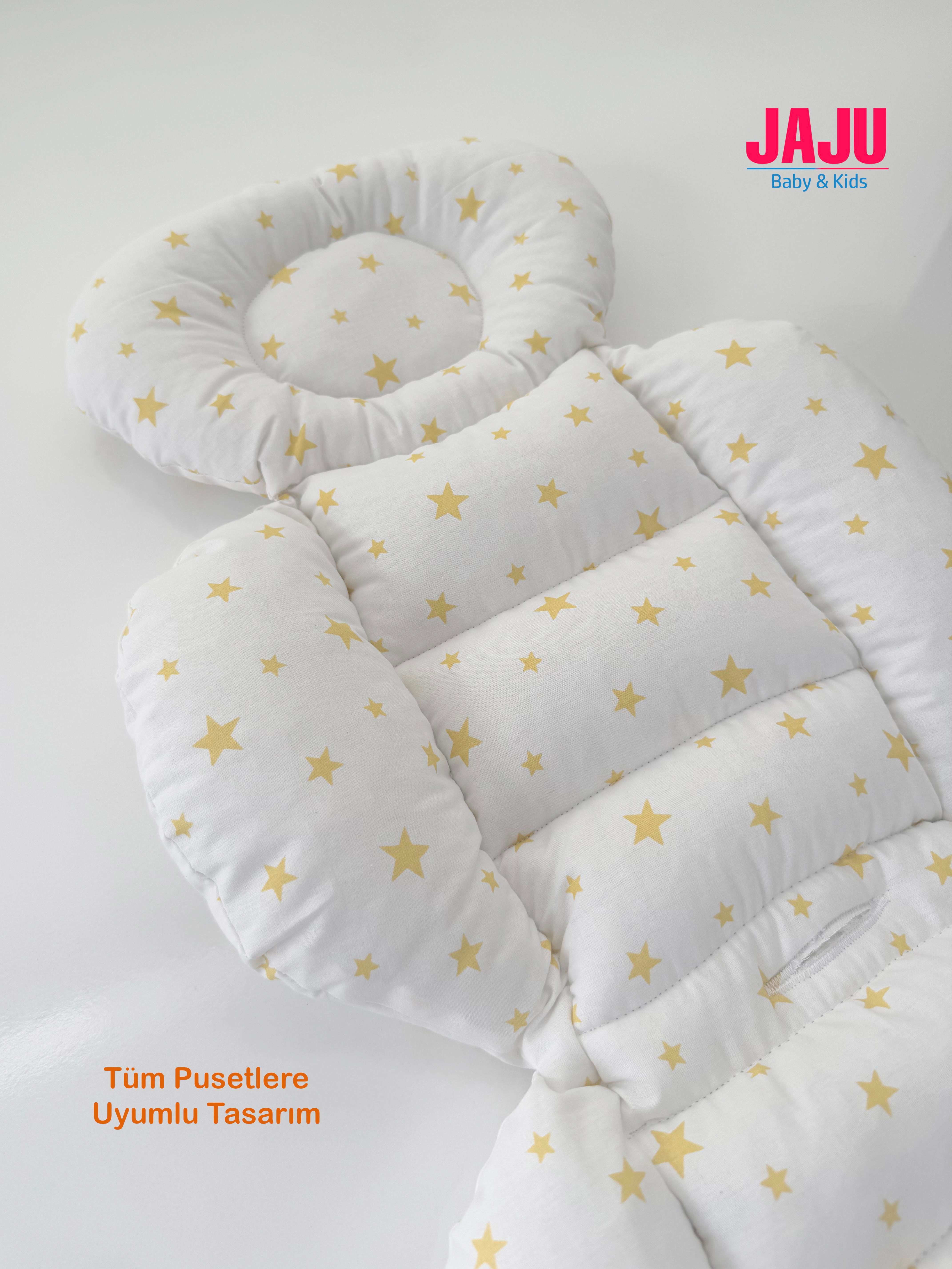 Jaju Baby Sarı Yıldızlı Oto Koltuğu Minderi - Puset Minderi