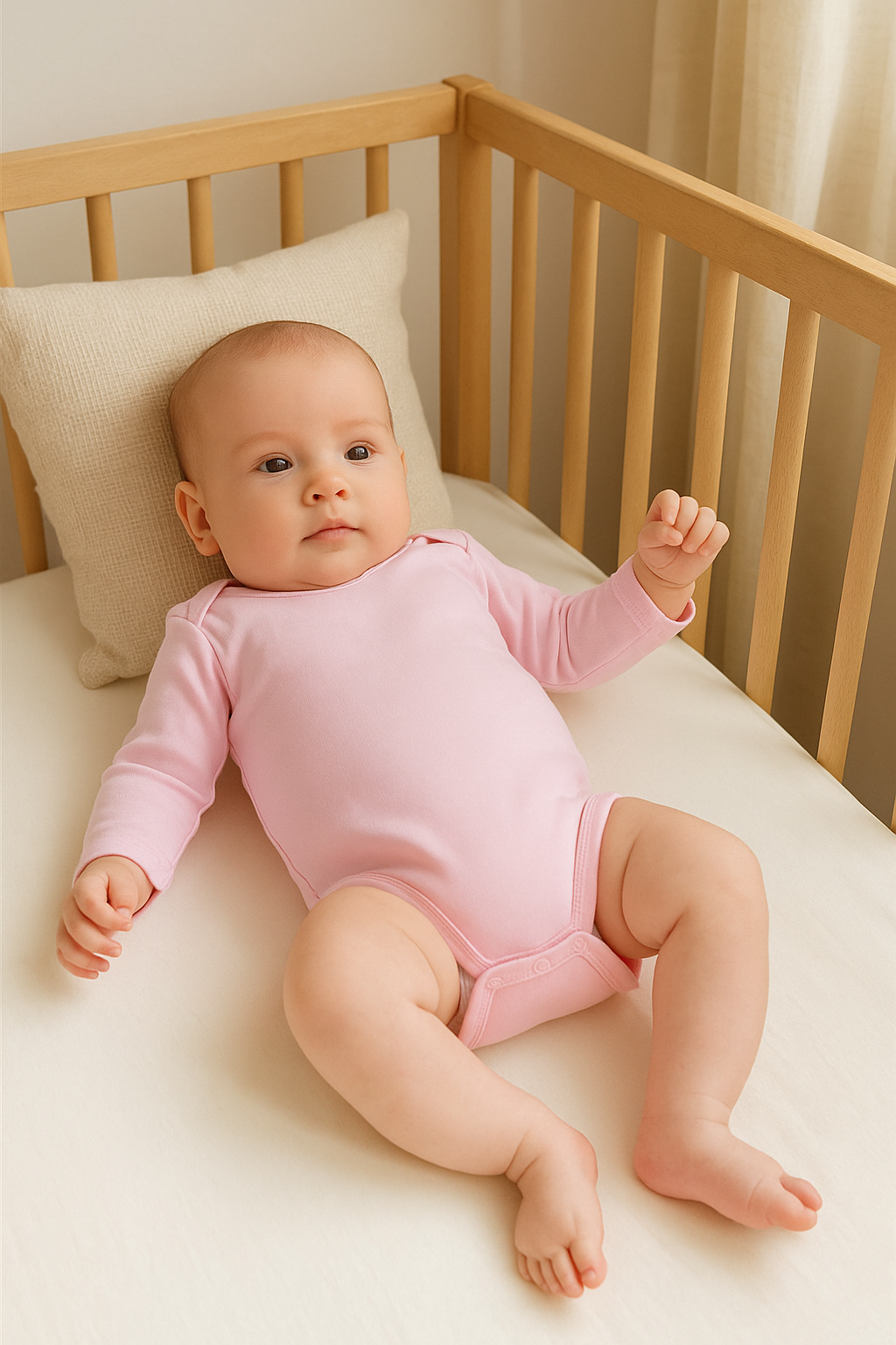 Jaju Baby Sebi Body Uzun Kollu Pembe