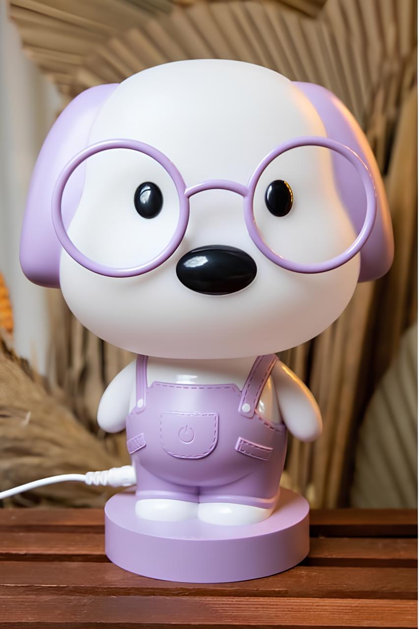 Jaju Baby Sevimli Lila Köpek Gece Lambası Büyük Boy Ayarlanabilir Işık Özellikli 23x17