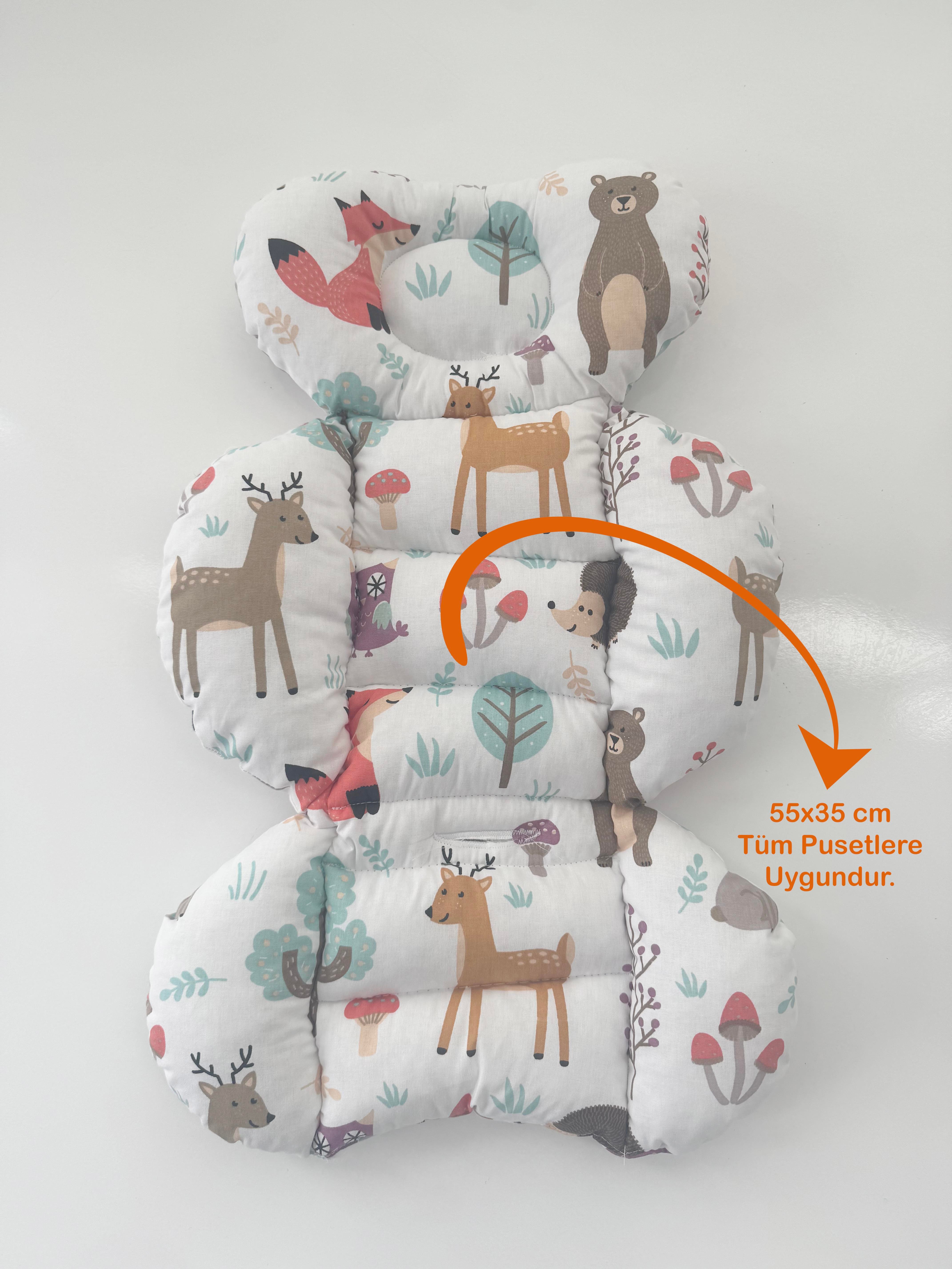 Jaju Baby Sevimli Orman Tasarım Puset Minderi / Bebek Arabası Minderi