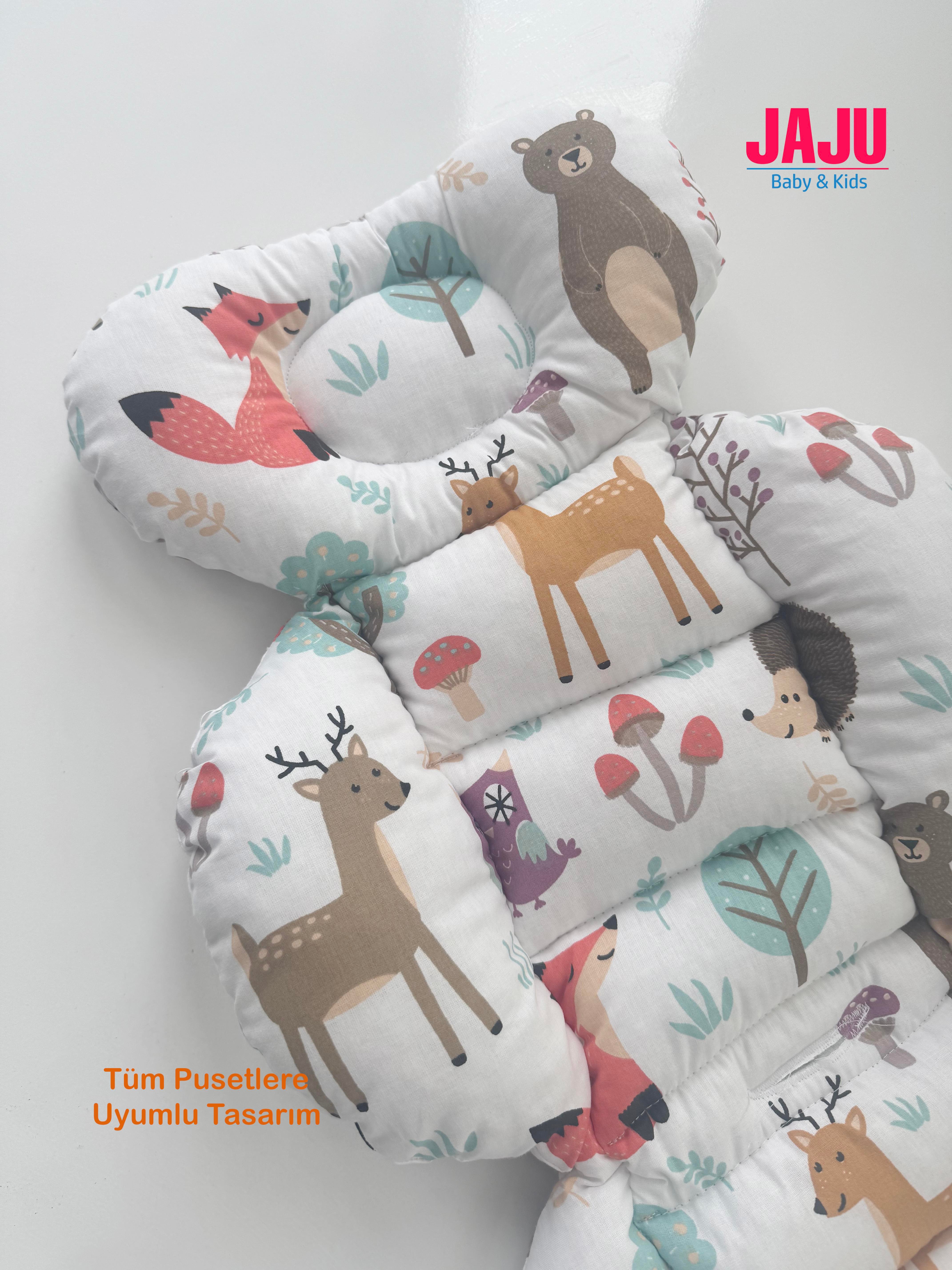 Jaju Baby Sevimli Orman Tasarım Puset Minderi / Bebek Arabası Minderi