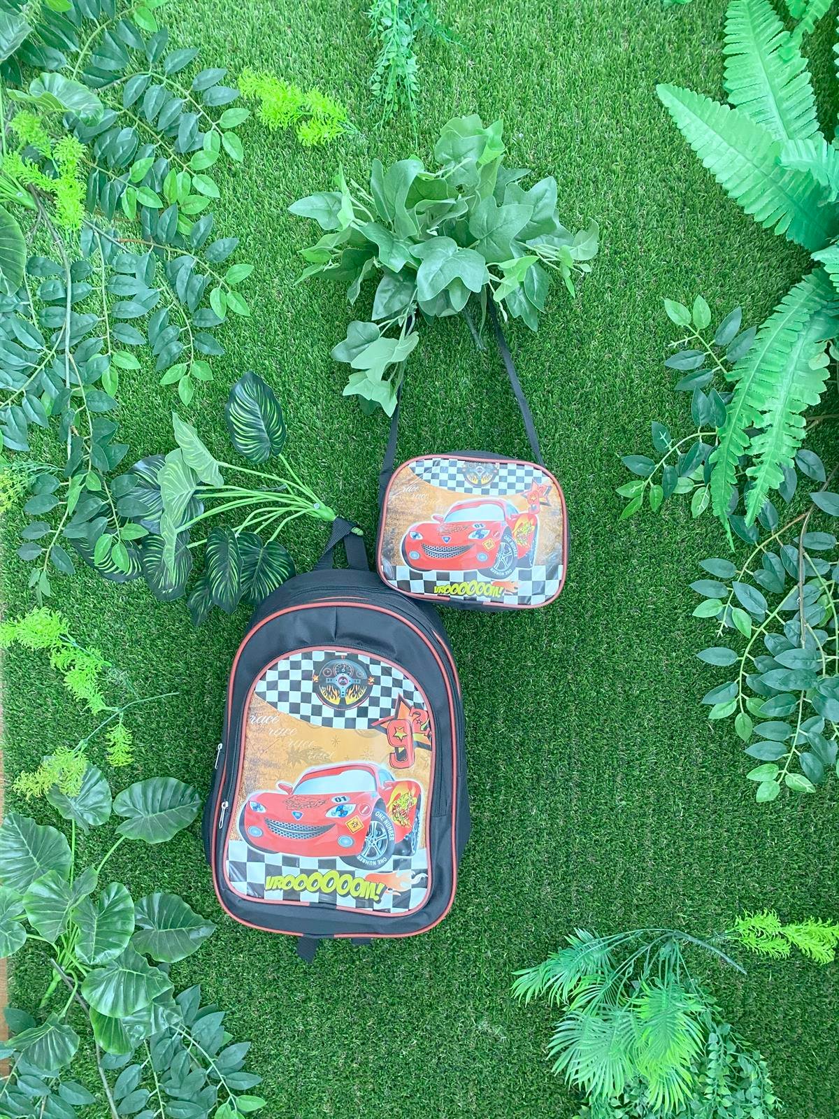 Jaju Baby Siyah Mcqueen Araba Desenli Sırt Ve Beslenme Çantası