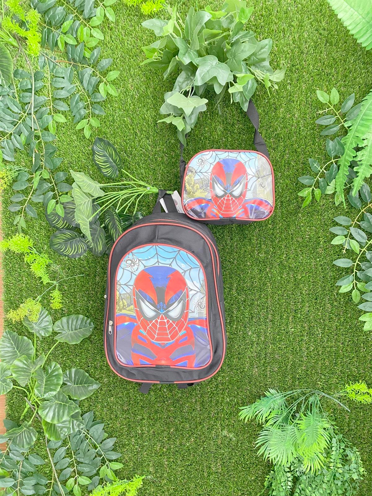 Jaju Baby Siyah Örümcek Adam Desenli Sırt Ve Beslenme Çantası