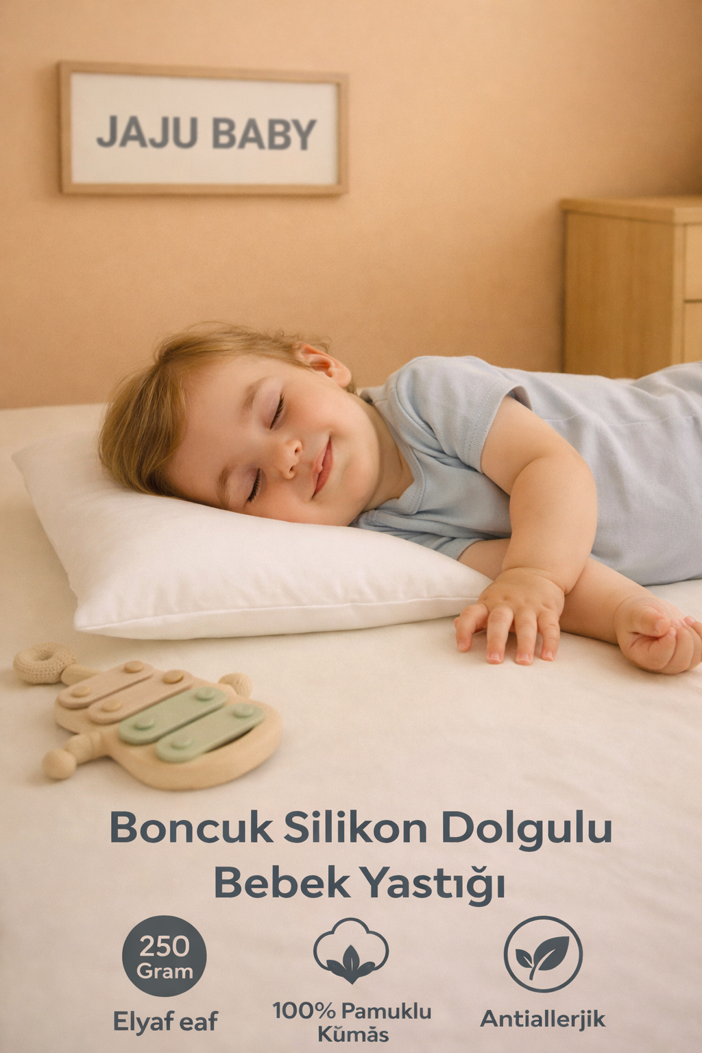 Jaju Baby Siyah Renk Düz Kafa Yastığı Bebek Kafa Şekillendirici Yastık Bebek Yastığı Düz Kafa Sendorumu Önleyici Yastık