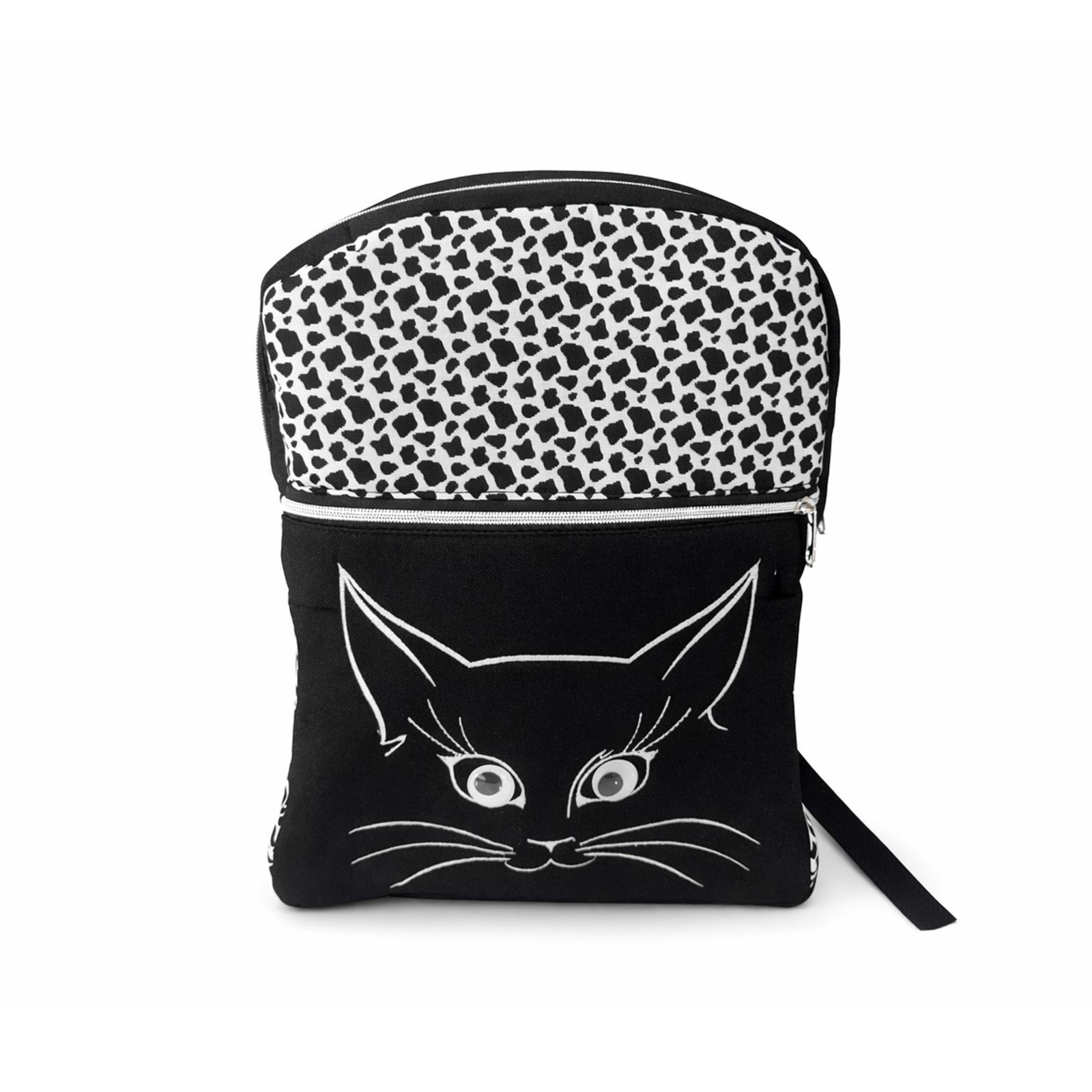 Jaju Baby Siyah Renk Kedi Desenli Anne Bebek Bakım Sırt Çantası 
