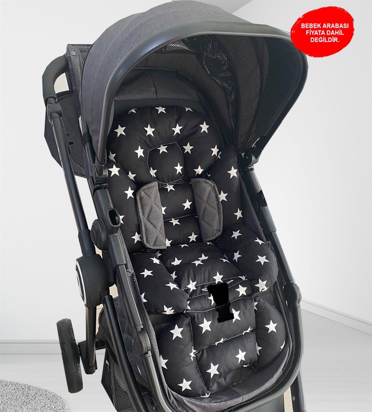Jaju Baby Siyah Yıldız Bebek Arabası Minderi