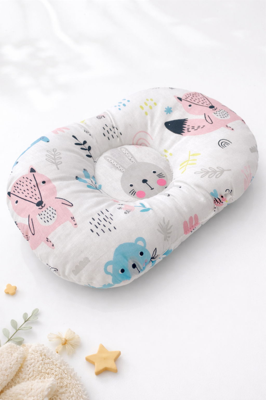 Jaju Baby Tavşan Düz Kafa Yastığı Kafa Şekillendirici Bebek Yastık