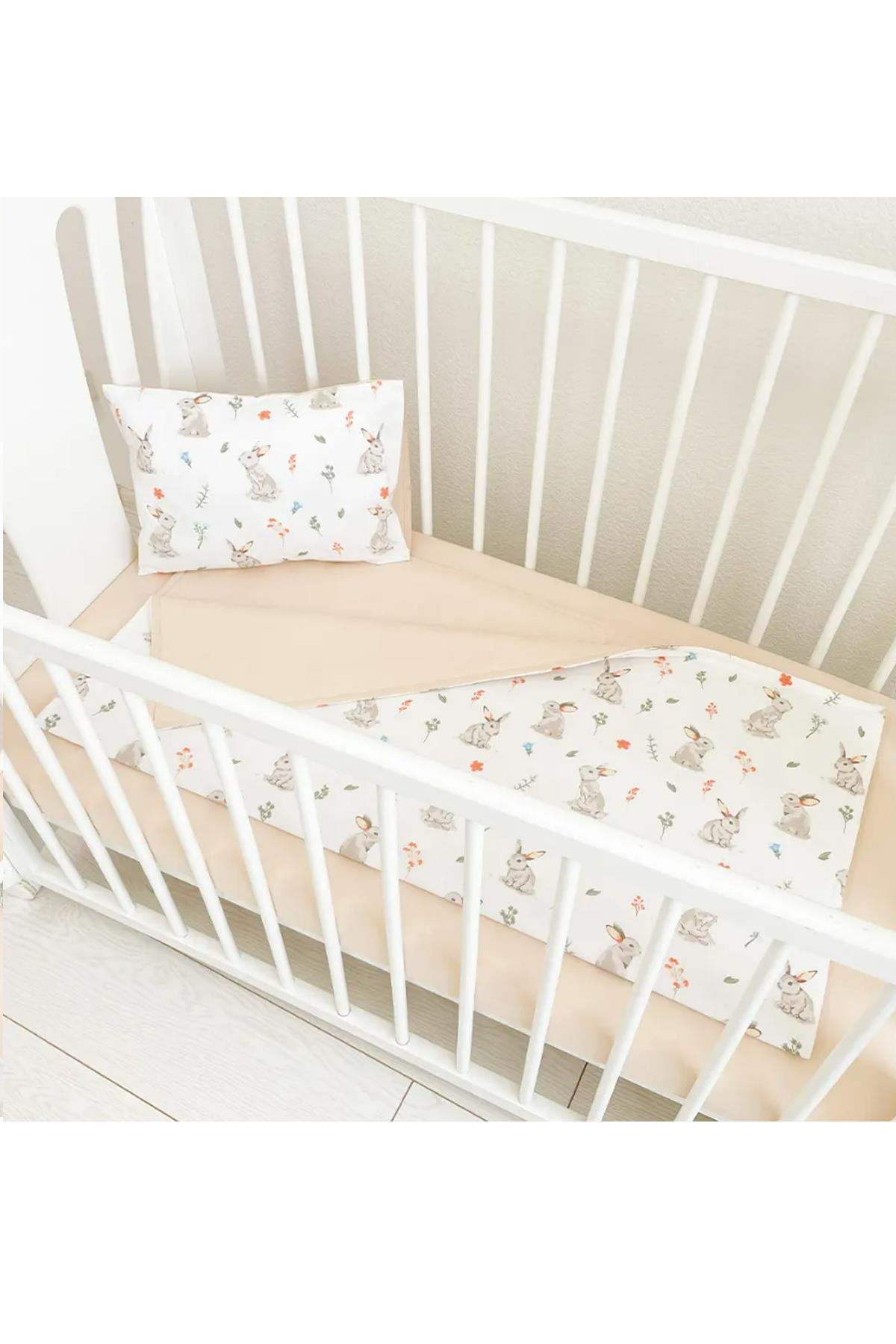 Jaju Baby Tavşanlı 60x120 80x130 70x140cm Uyumlu Bebek Nevresim Takımı