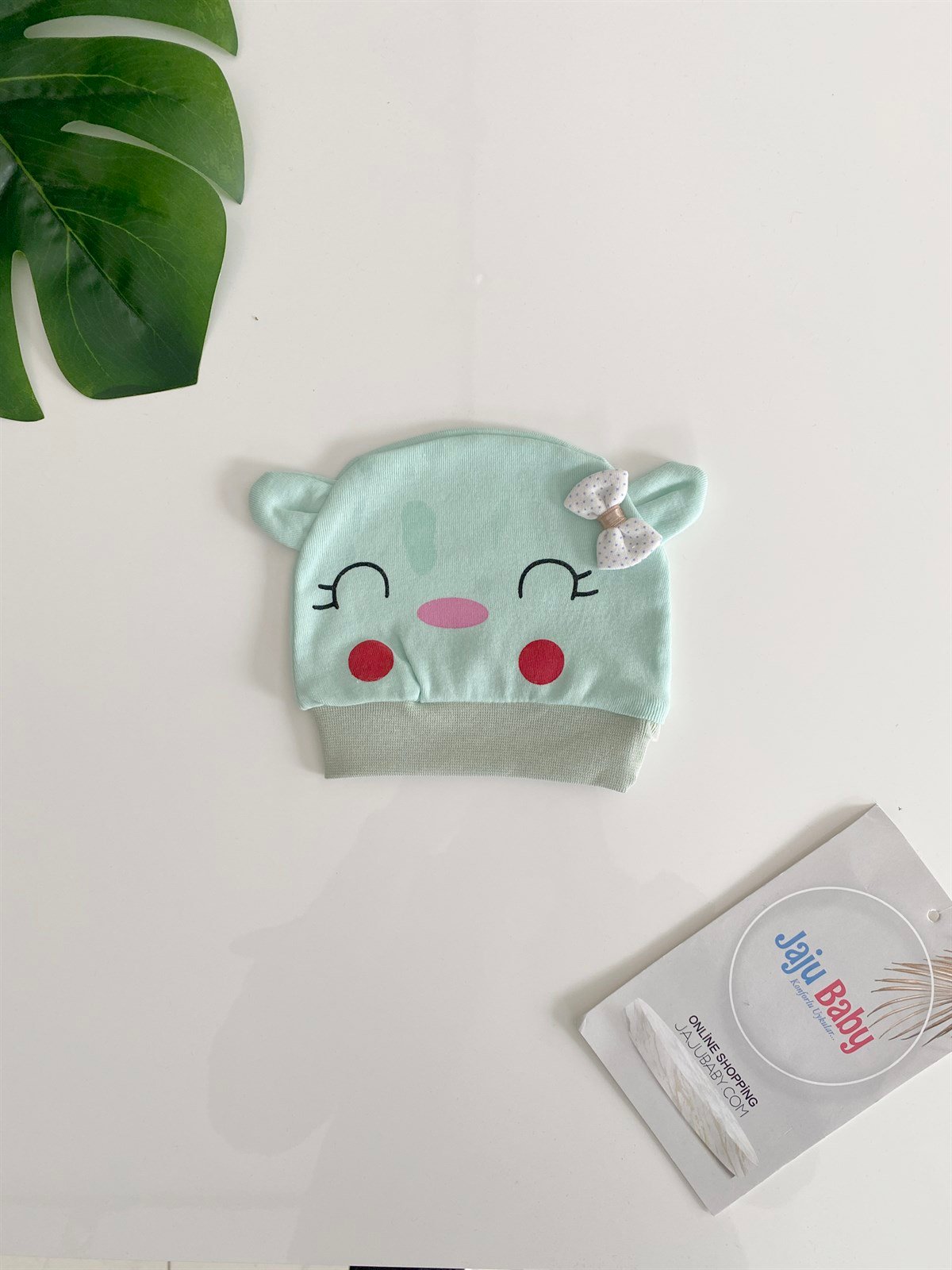 Jaju Baby Turkuaz Renk Kulaklı Gülen Yüz 1-18 Ay Bere