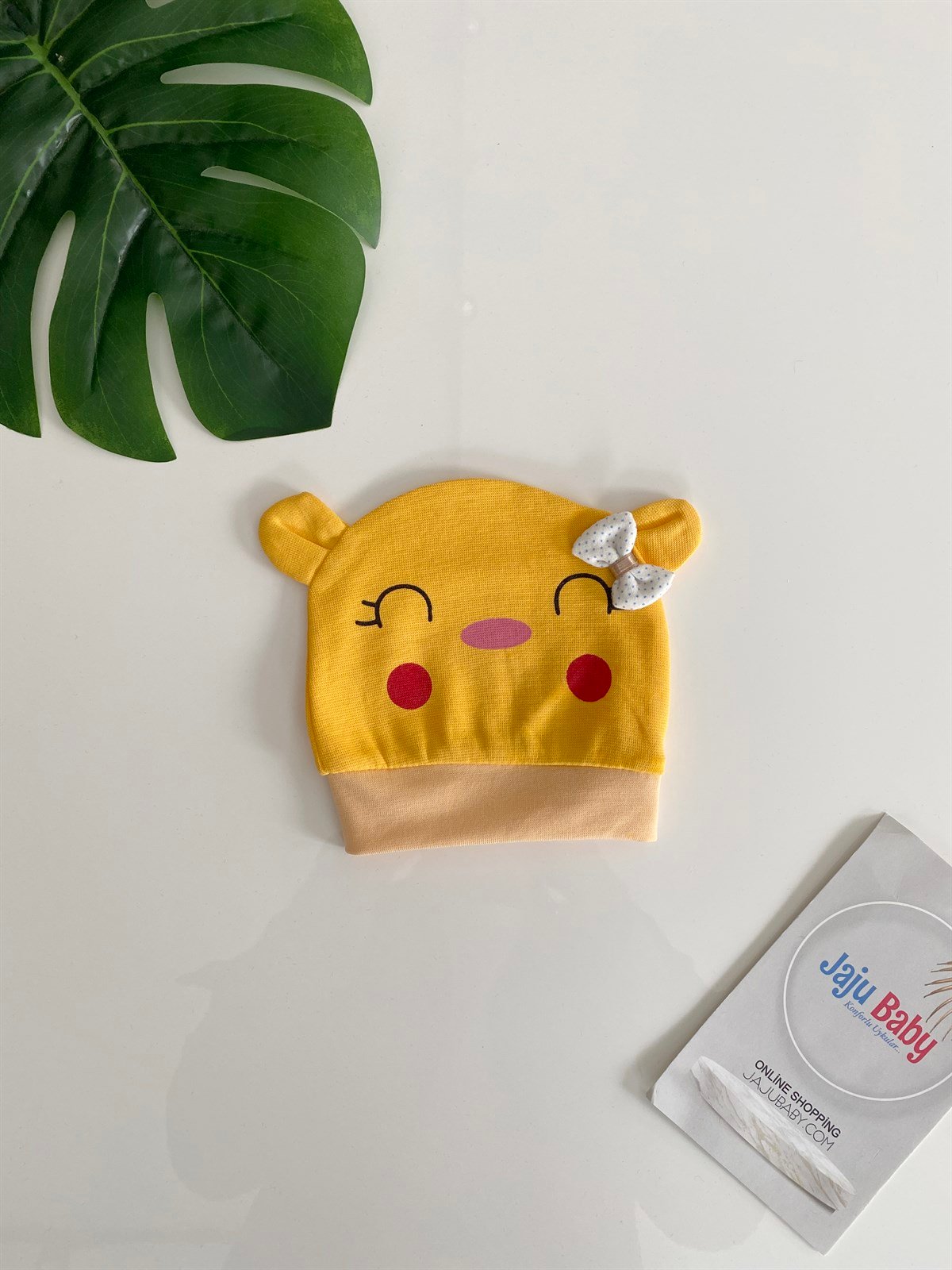 Jaju Baby Turuncu Renk Kulaklı Gülen Yüz 1-18 Ay Bere