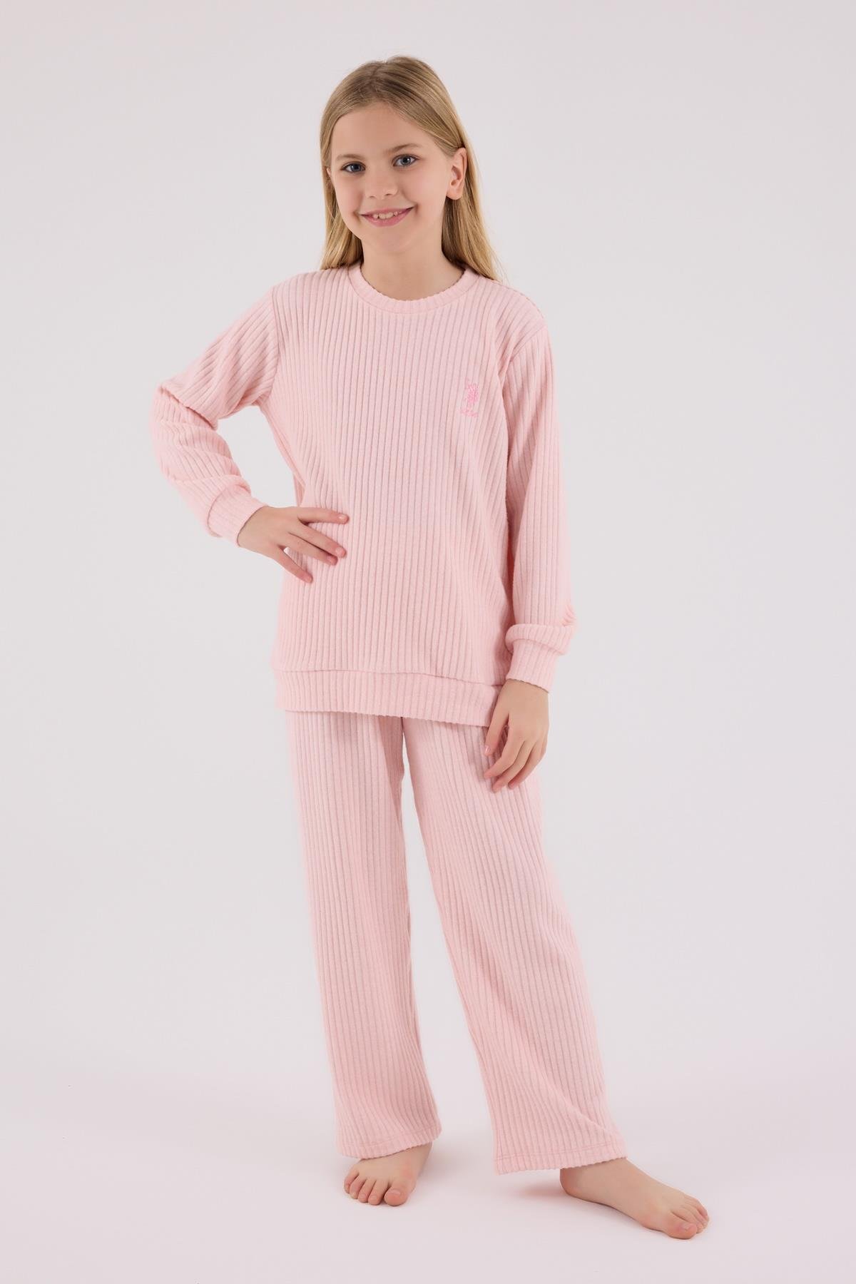 Jaju Baby U.S. Polo Assn. Kız Çocuk AÇIK PEMBE - Kaşkorse - Eşofman Takımı US2328 - V2 