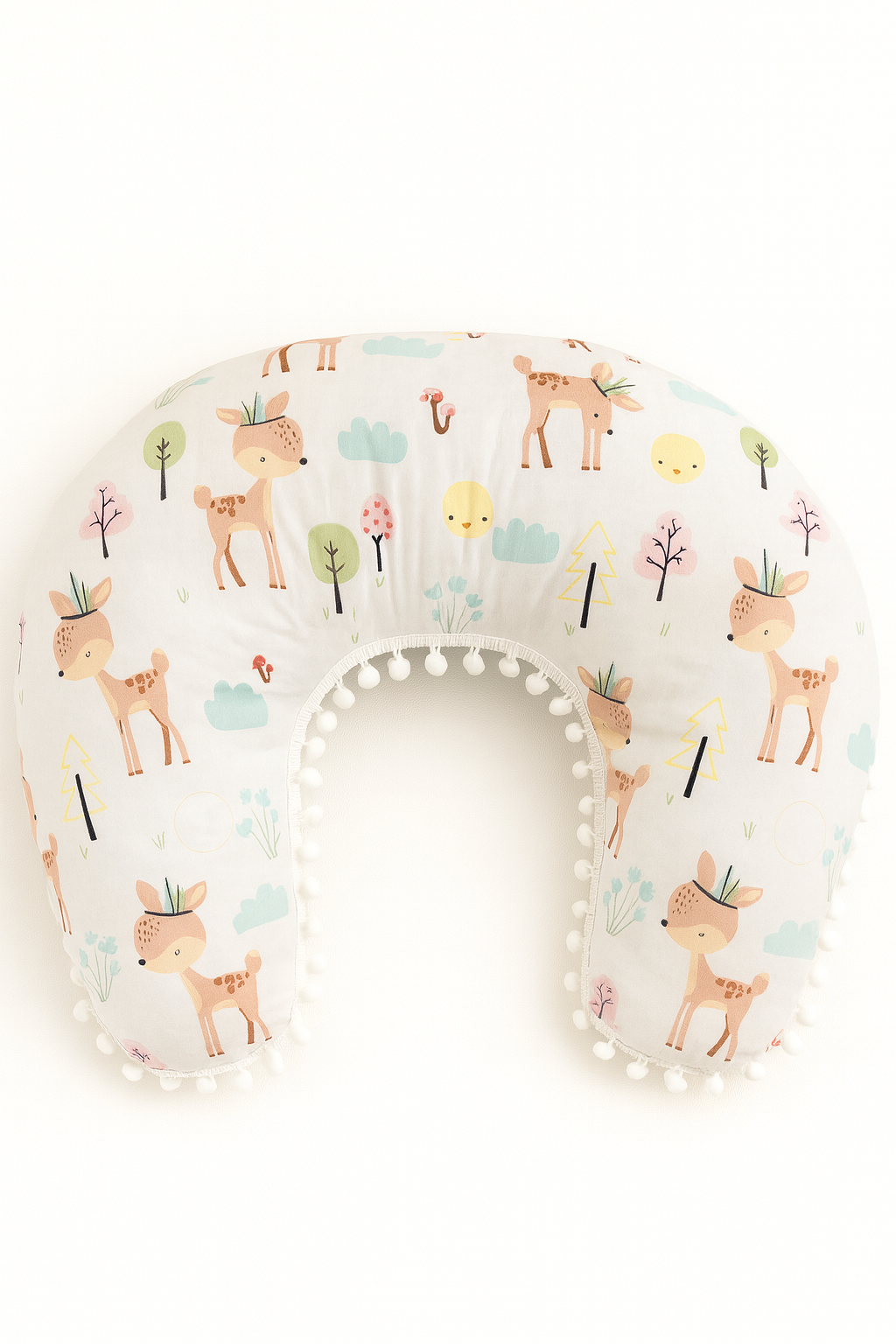 Jaju Baby Wafle Pike Kumaş Ceylan Tasarım Ponponlu Emzirme Yastığı - Destek Minderi