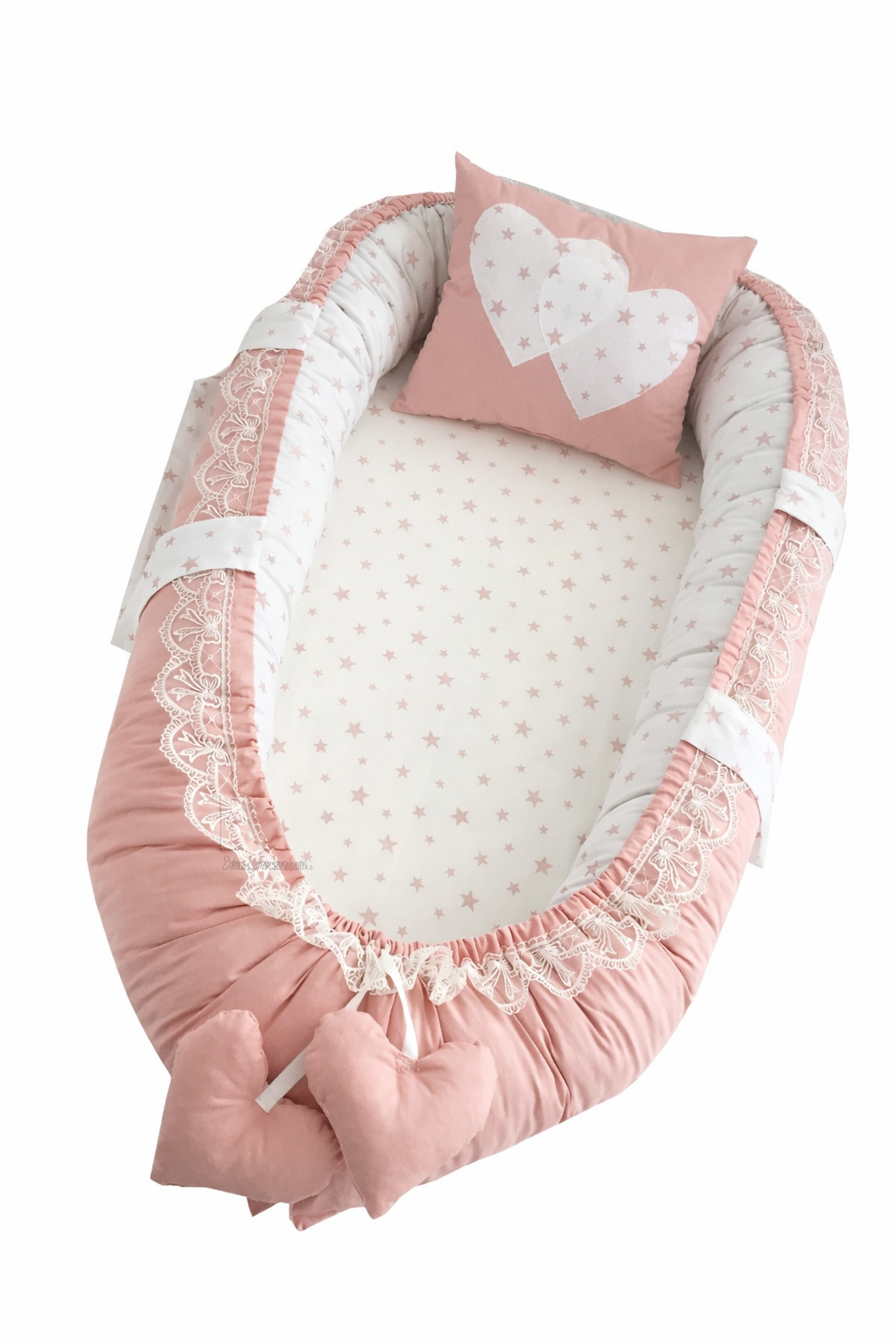 Jaju Babynest Düz Pudra Yıldızlı Lüx Ortopedik Bebek Yatağı