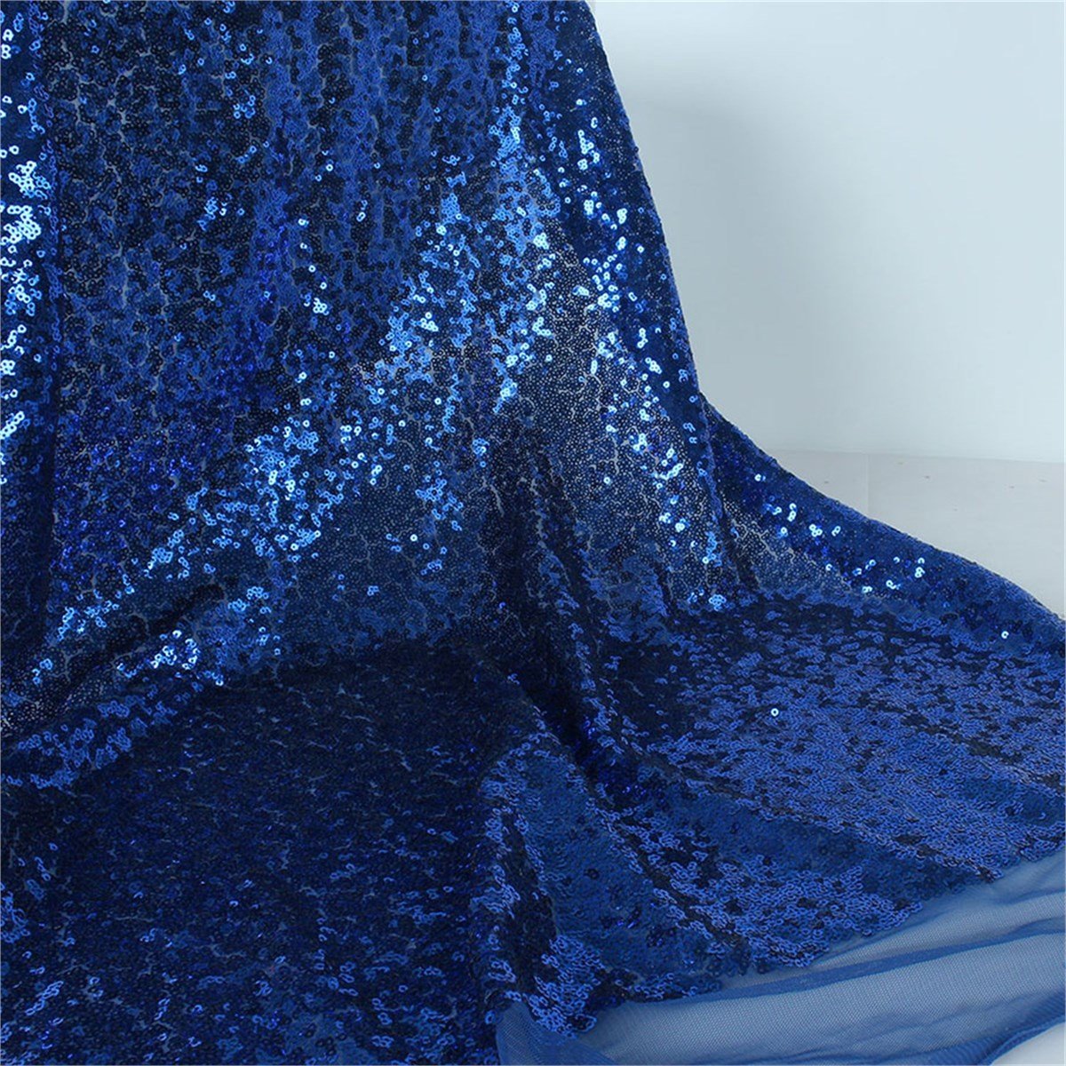 Koyu Mavi Pullu Payet Kumaş