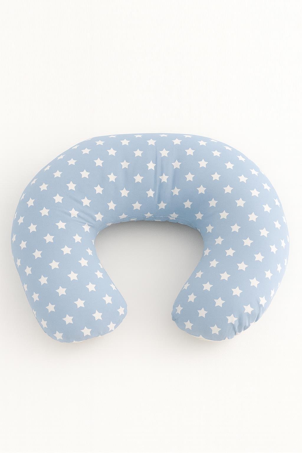 Mavi Yıldız Yıkanabilir Fermuarlı Emzirme Yastığı – %100 Pamuklu, Ergonomik Destek