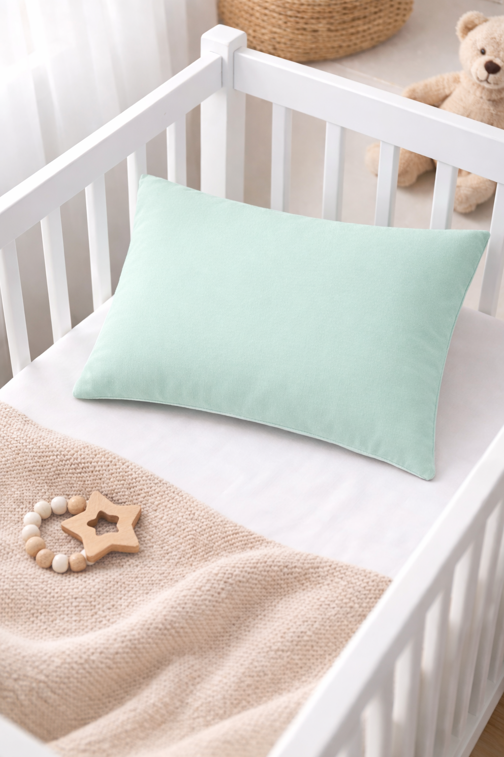 Mint 45×35 cm Bebek Yastığı ve Yastık Kılıfı Seti