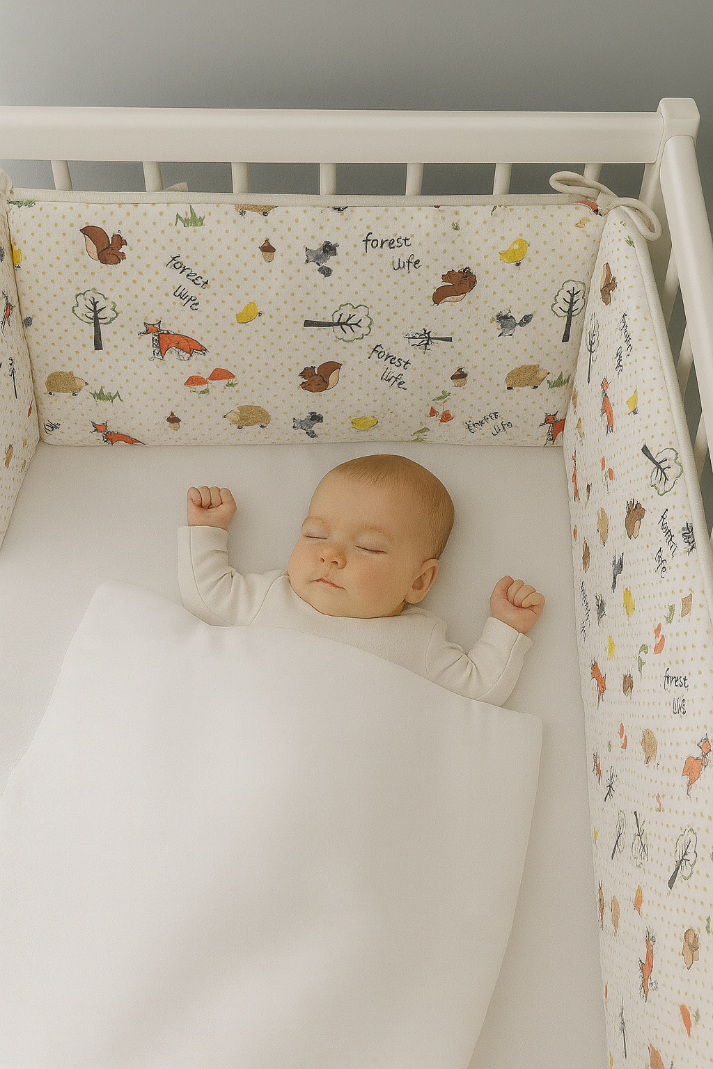 Müslin Tilki (4 Kenar) Beşik Kenar Koruyucu Beşik Kenar Koruma %100 Pamuk Kumaş