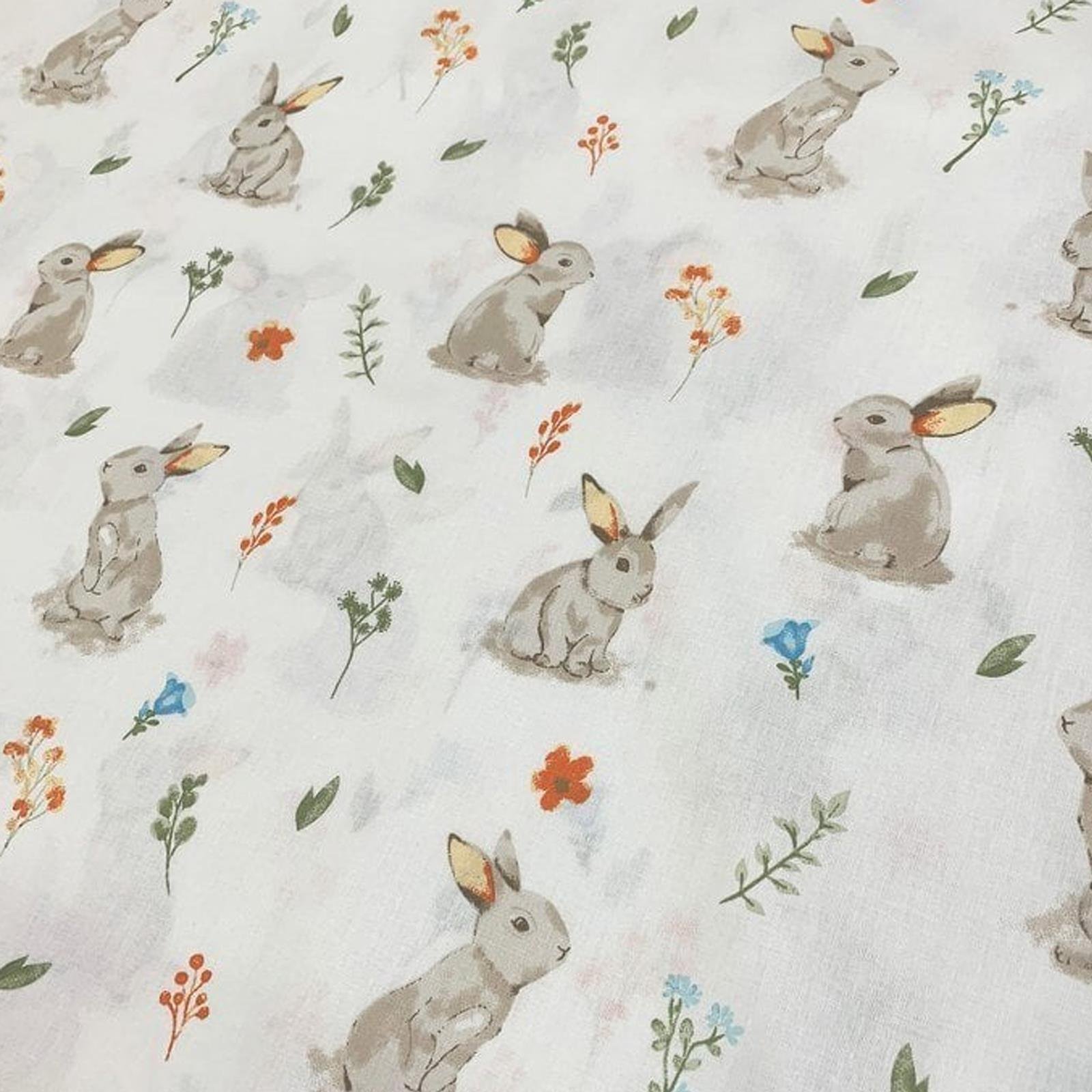 Sevimli Tavşan Desenli %100 Pamuklu Rafonce Kumaş 240cm En