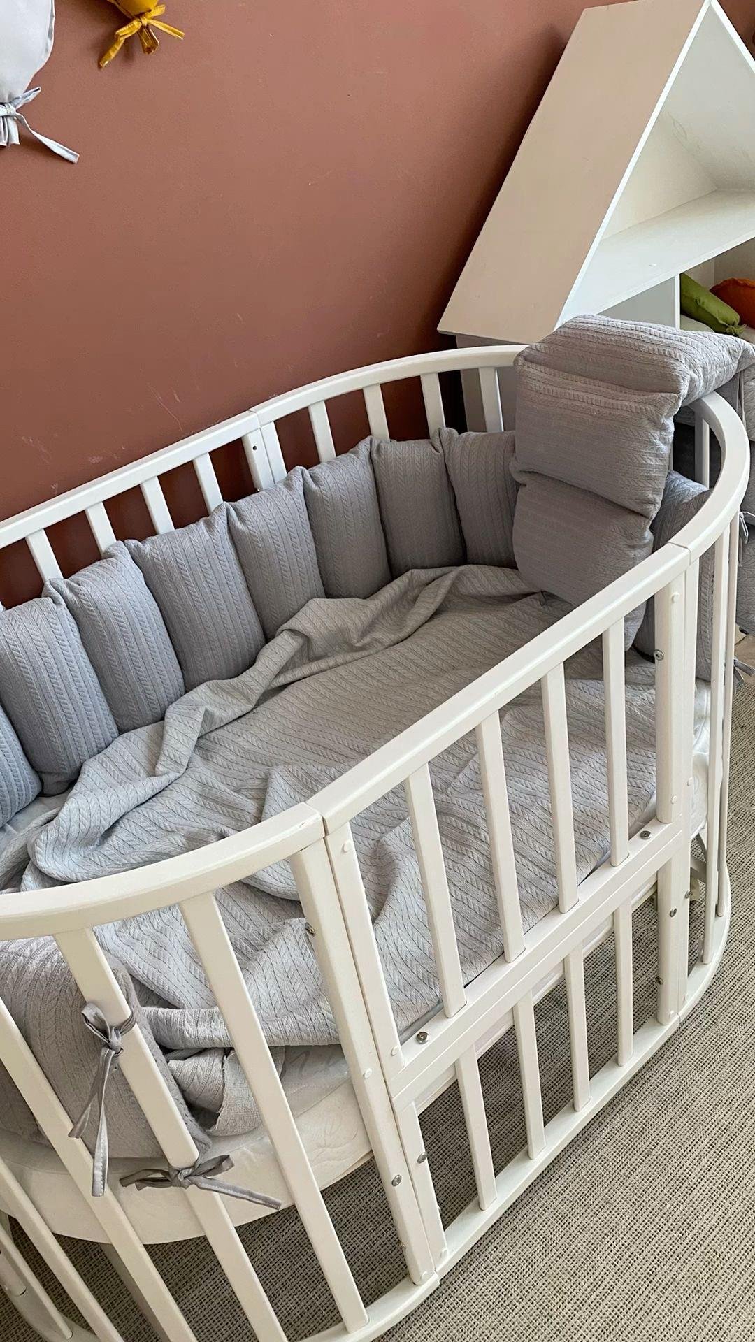 Special Gri Renk Örgü Kumaş Kenar Koruyucu Özel Ölçü Beşik Kenar Koruma