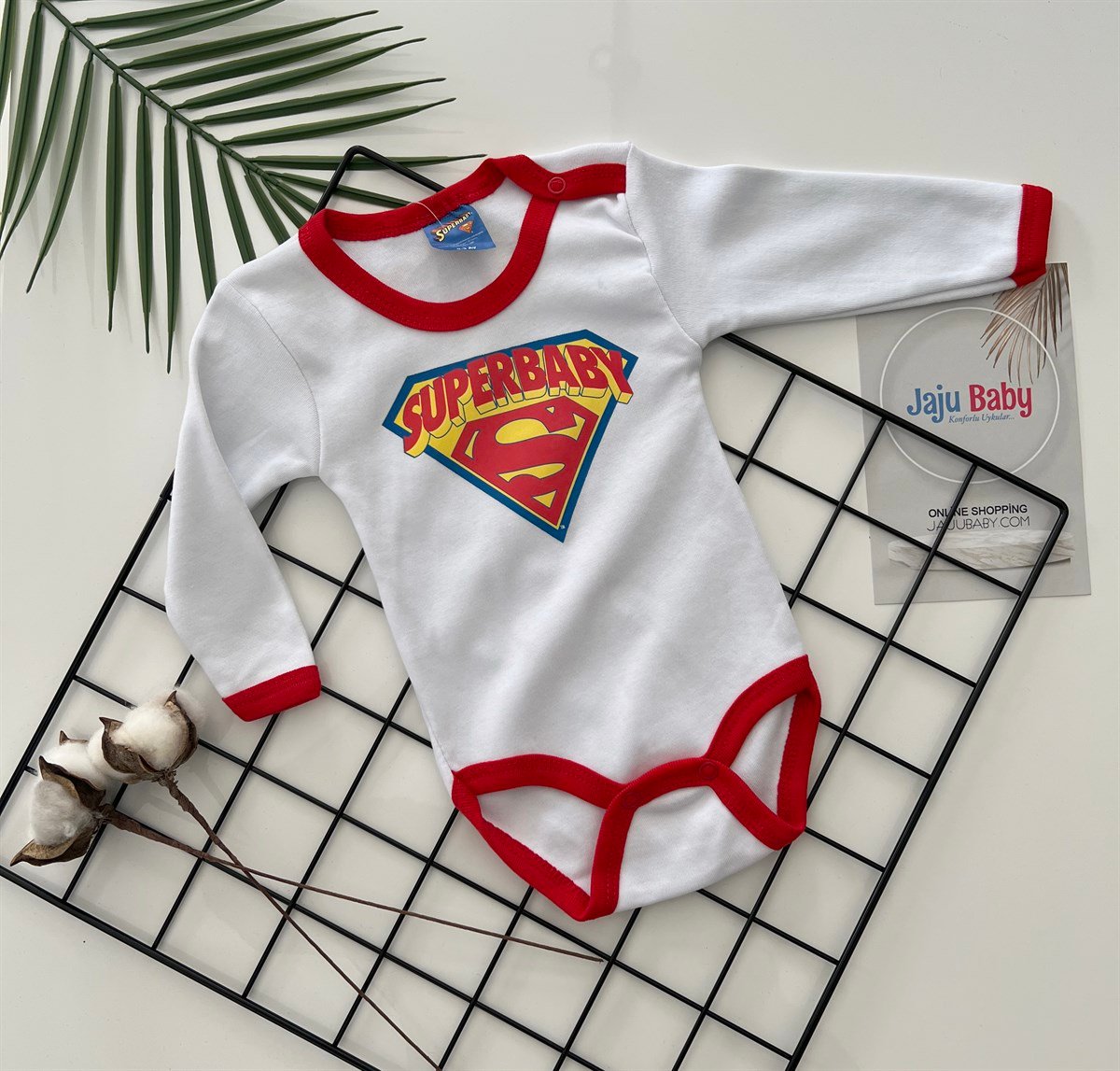 Süperman Beyaz Lisanslı Uzun Kol Body