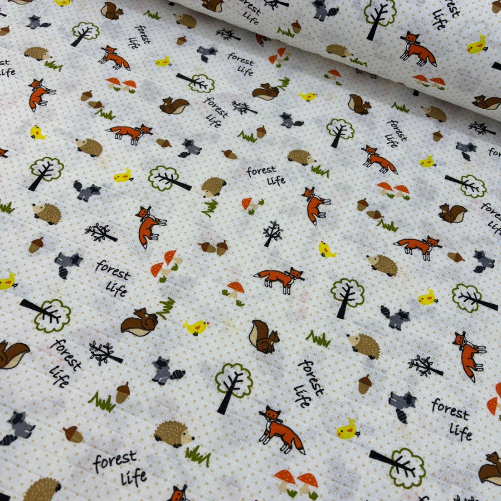 Tilkili Orman Müslin Bez Kumaş