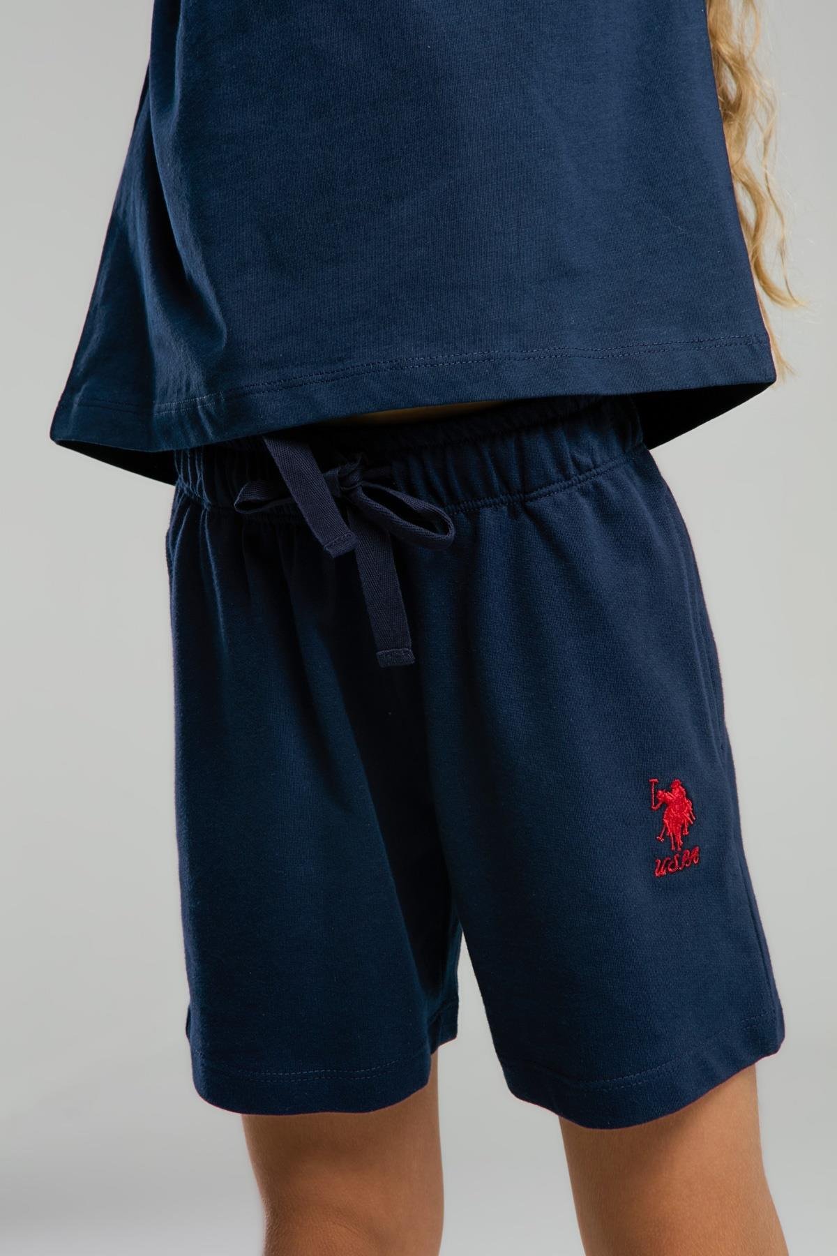 U.S. Polo Assn. Kız Çocuk Lacivert Şort Takım US2072 - V1
