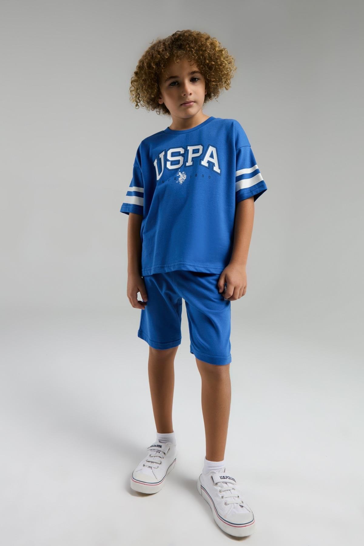 U.S. Polo Assn. Erkek Çocuk Mavi Bermuda Takım US2022